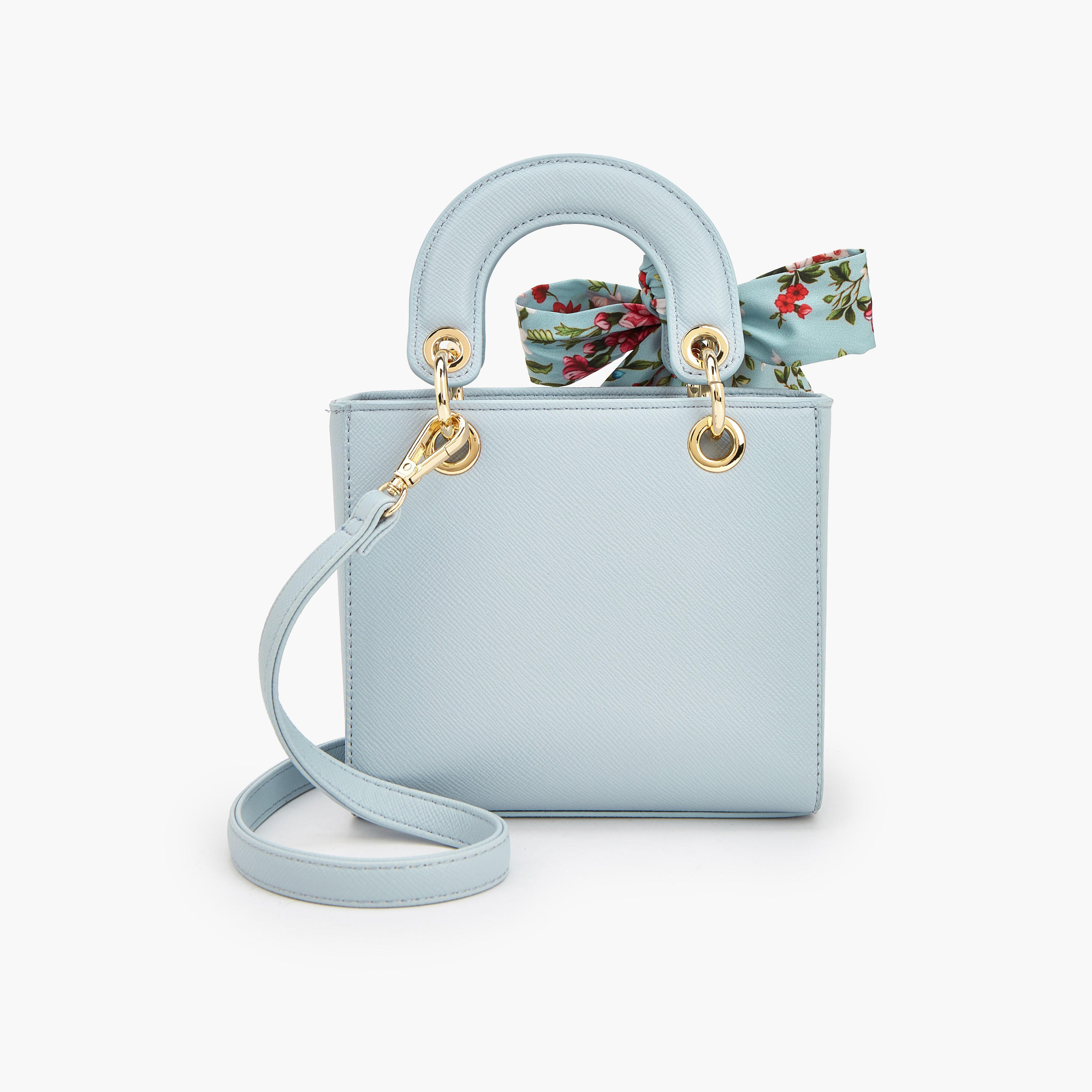 Flora Bella Textured Satchel Bag with Printed Scarf Accent-women-bagsandwallets-handbags-image-6