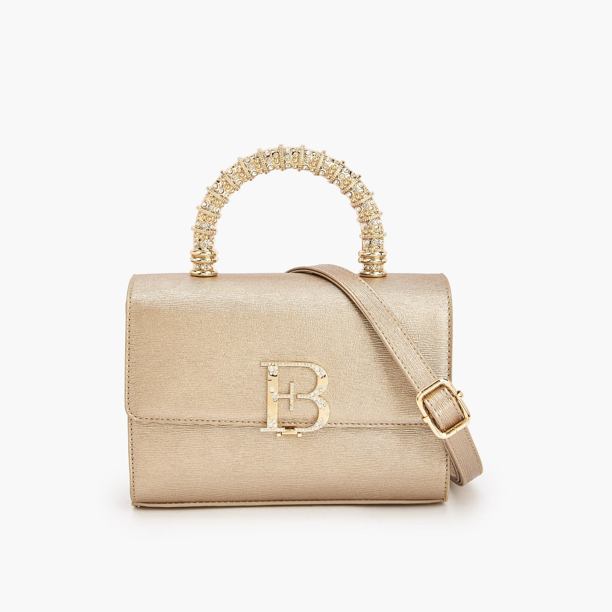 شنطة ساتشيل بتزيينات شعار وبحزام قابل للفصل من فلورا بيلا-women-bagsandwallets-handbags-image-1
