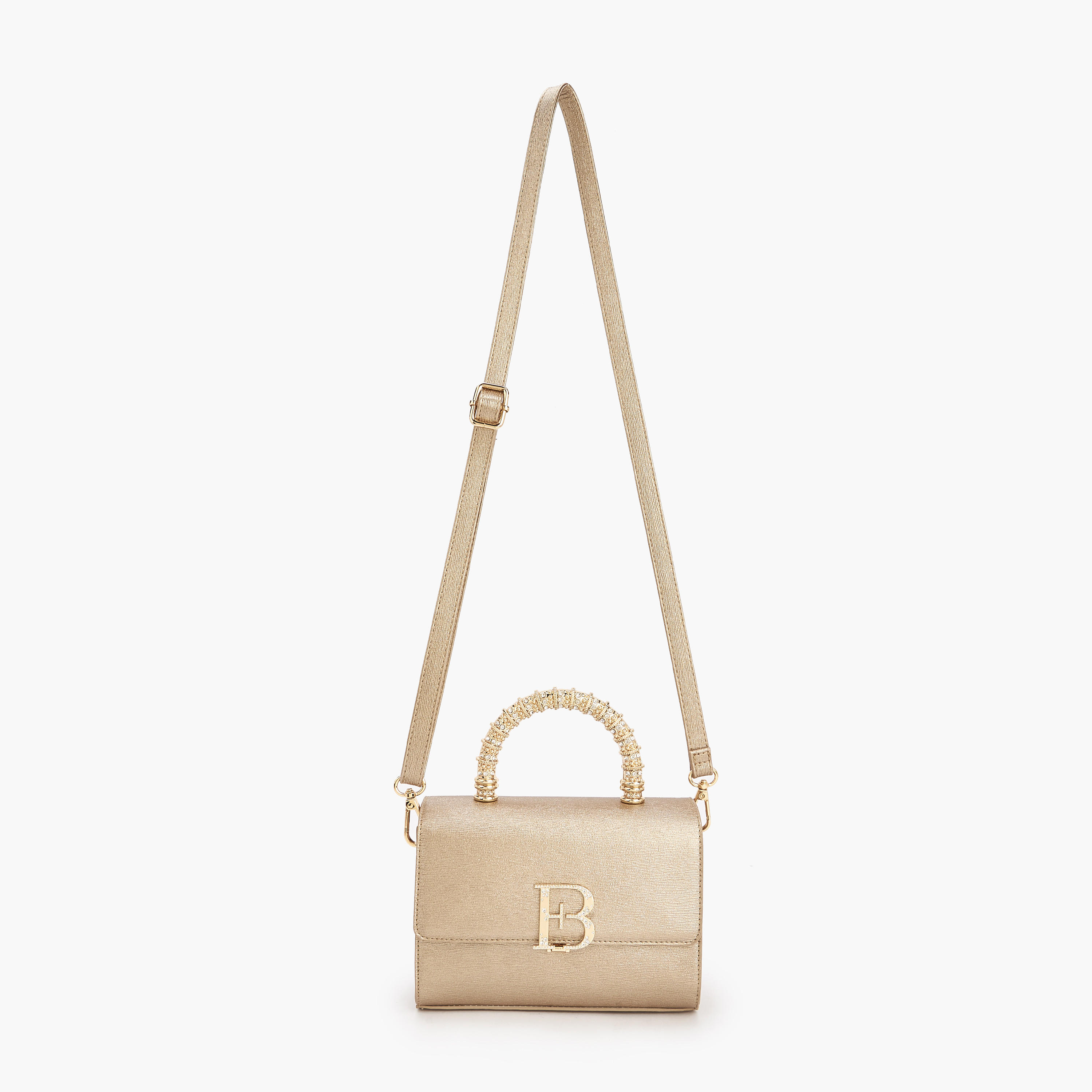 شنطة ساتشيل بتزيينات شعار وبحزام قابل للفصل من فلورا بيلا-women-bagsandwallets-handbags-image-3