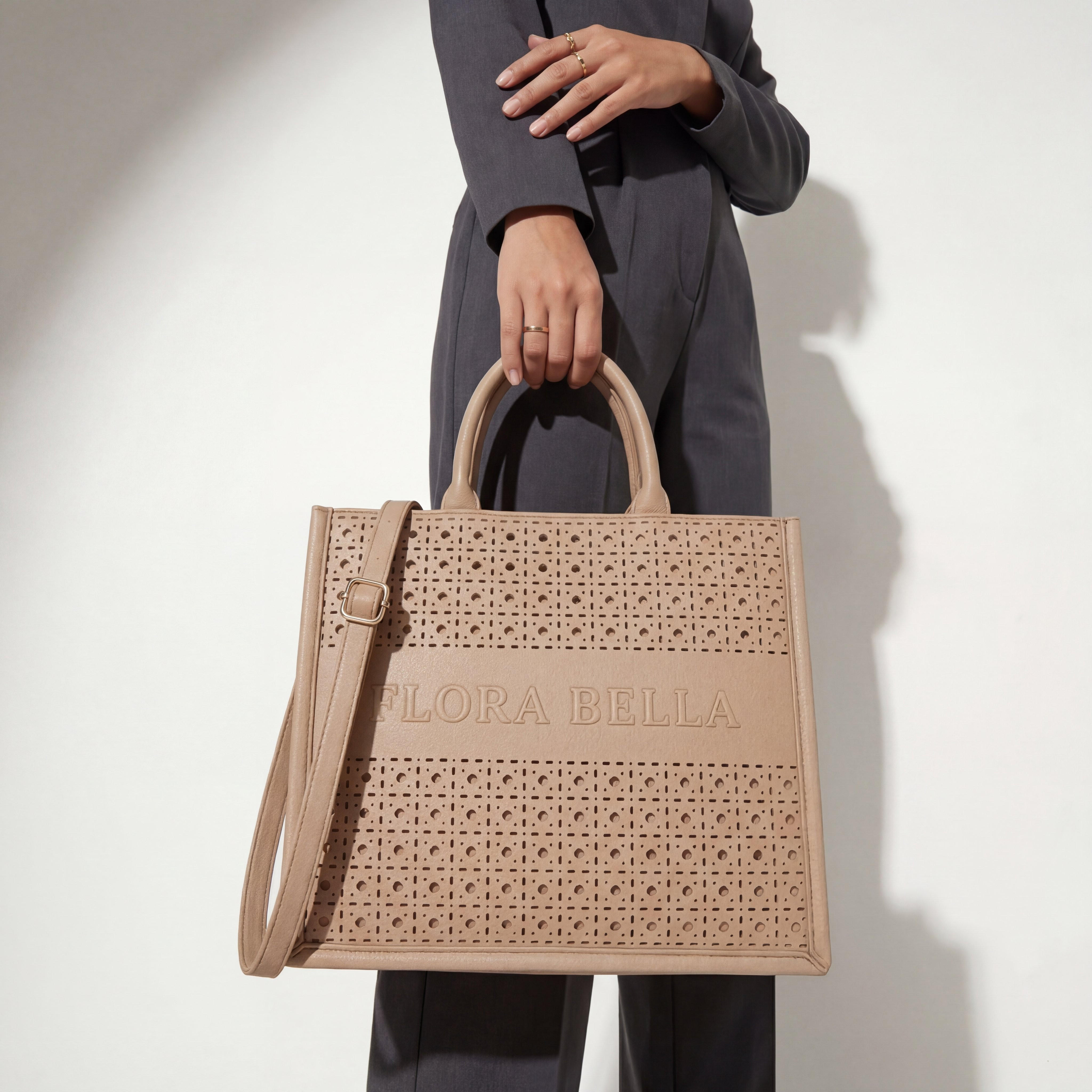 Flora Bella Laser Cut Tote Bag with Detachable Strap-women-bagsandwallets-handbags-image-2