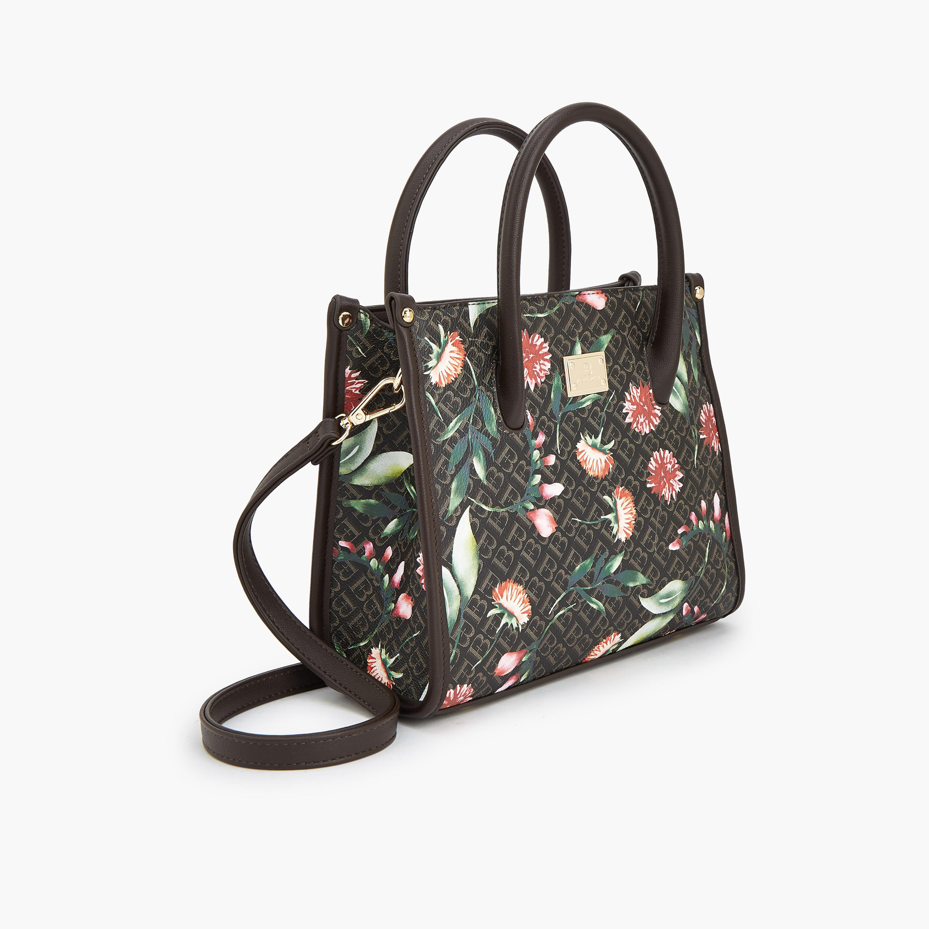 Flora Bella Monogram Print Satchel Bag with Detachable Strap-women-bagsandwallets-handbags-image-4