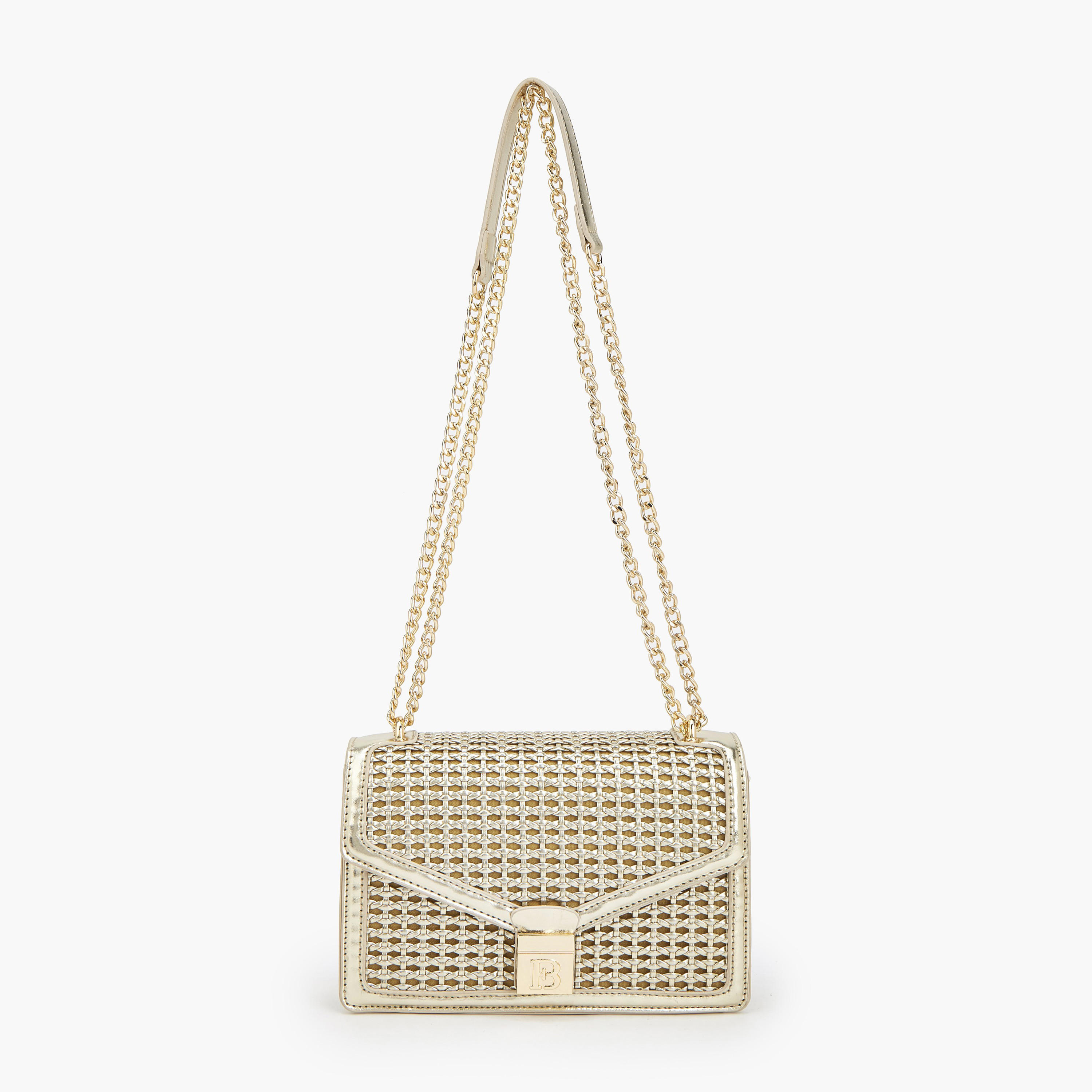 Flora Bella Metallic Textured Crossbody Bag with Chain Strap-women-bagsandwallets-handbags-image-1