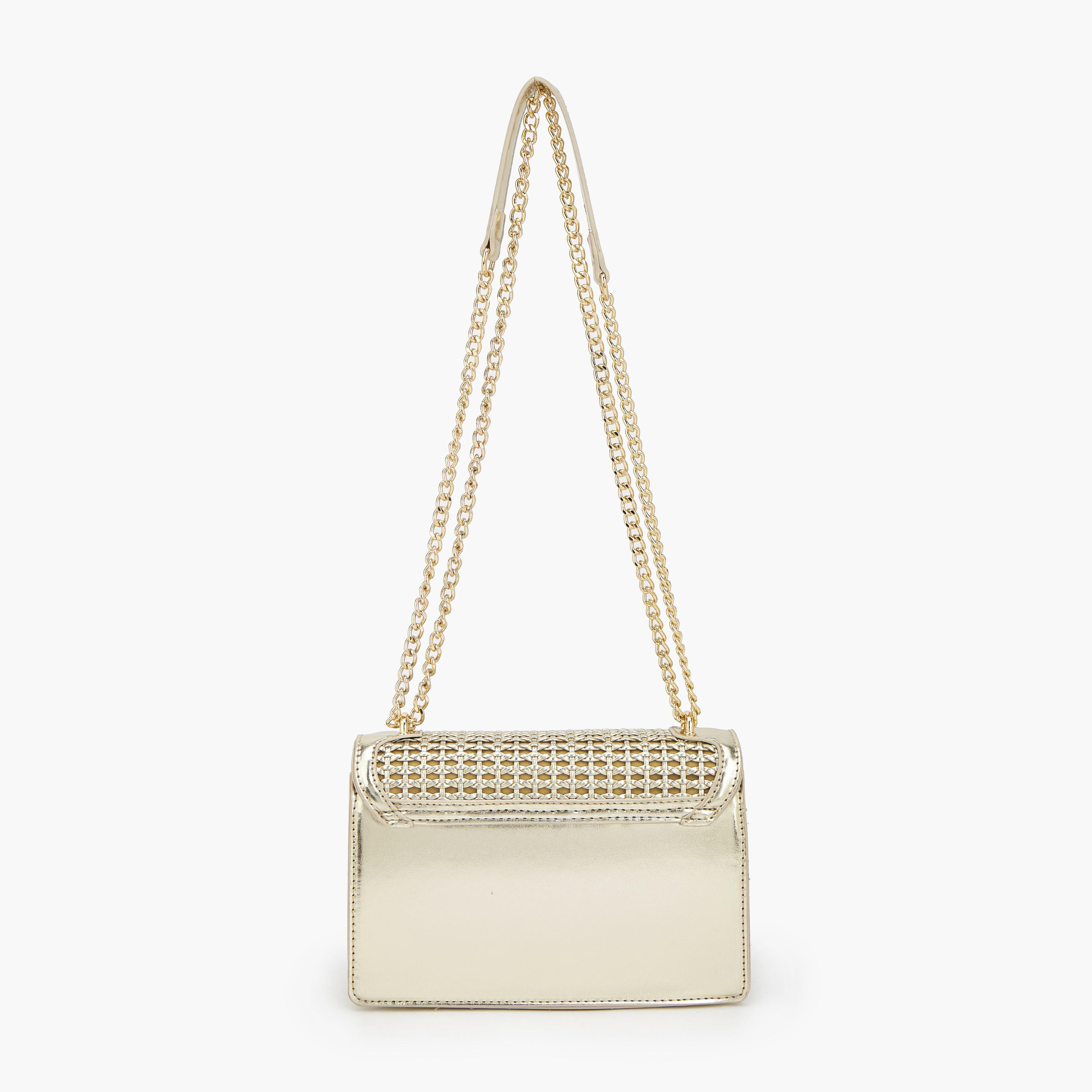 Flora Bella Metallic Textured Crossbody Bag with Chain Strap-women-bagsandwallets-handbags-image-6