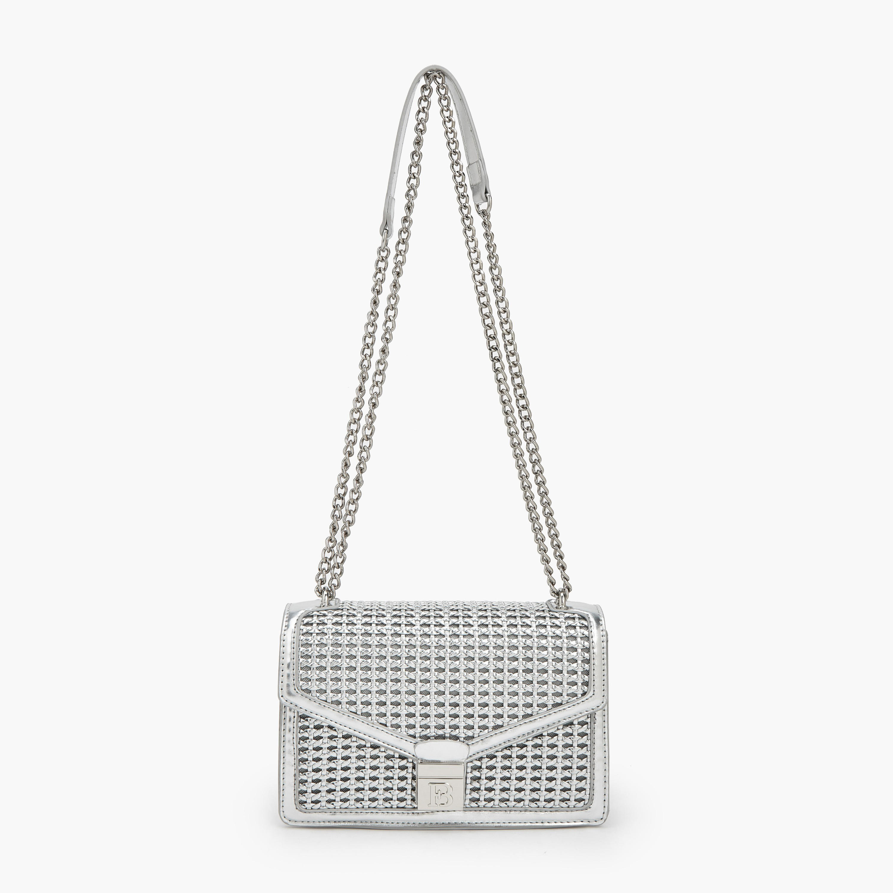 Flora Bella Metallic Textured Crossbody Bag with Chain Strap-women-bagsandwallets-handbags-image-1