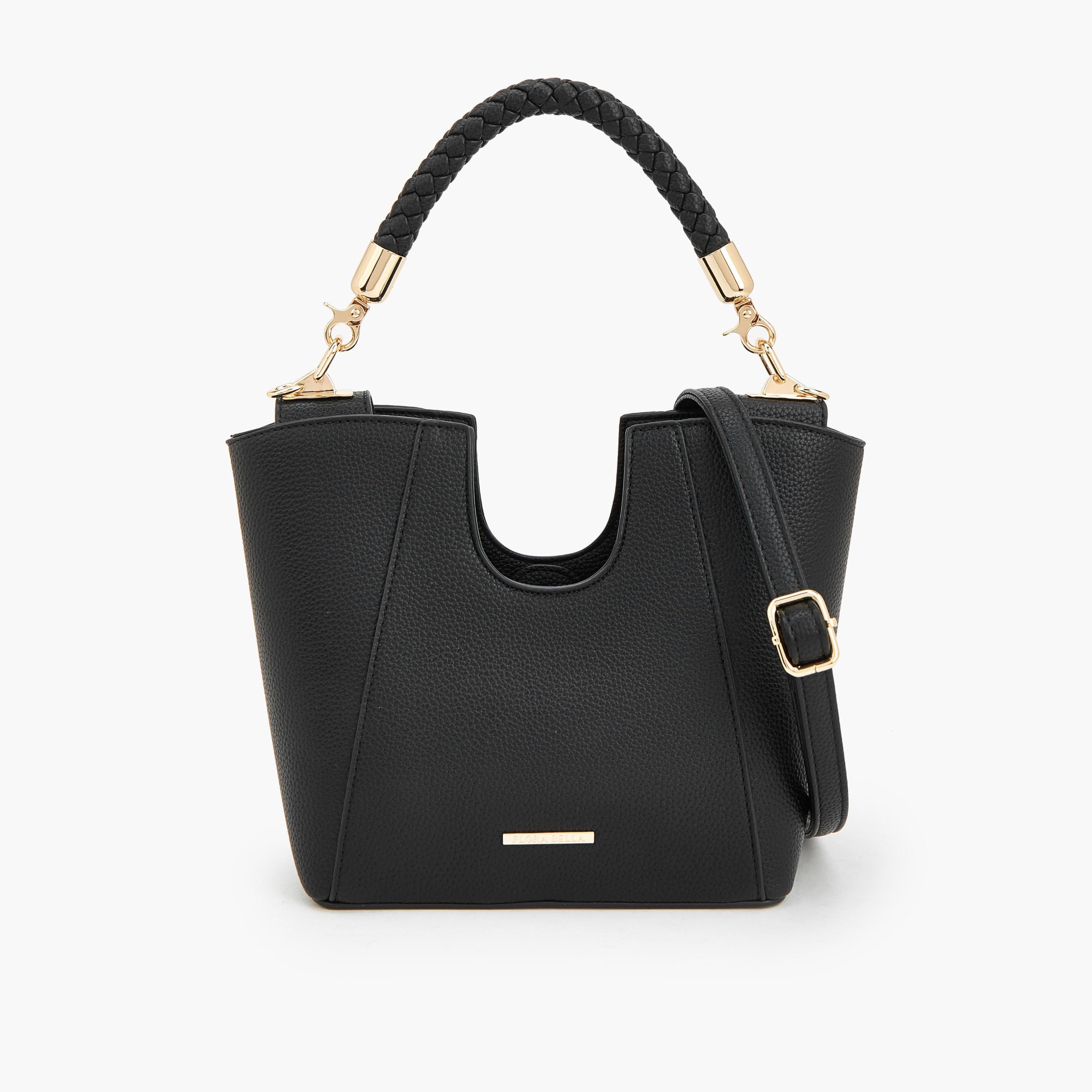 Flora Bella Textured Satchel Bag with Braided Handle-women-bagsandwallets-handbags-image-1
