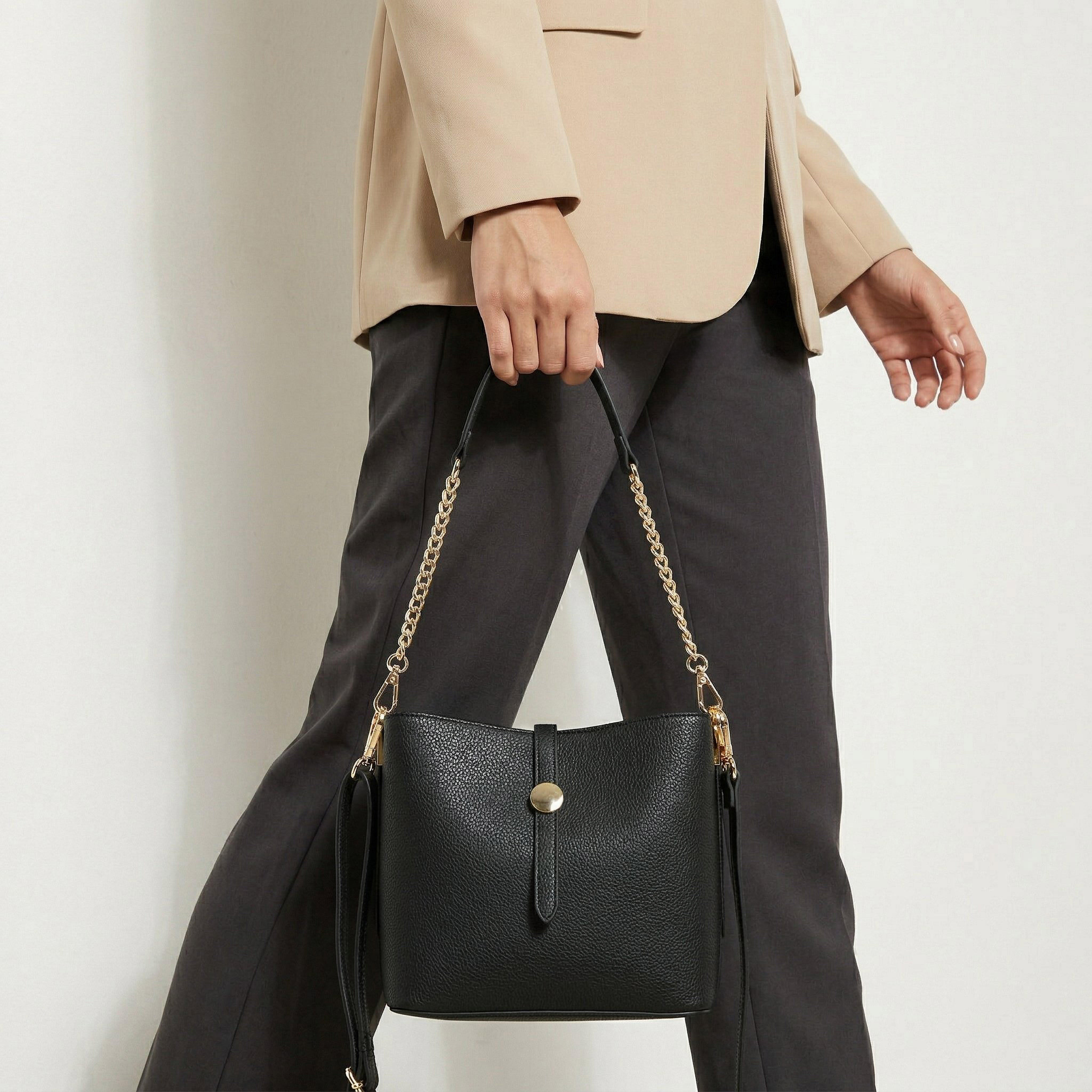شنطة دلو سادة بحزام كتف قابل للفصل من فلورا بيلا-women-bagsandwallets-handbags-image-8