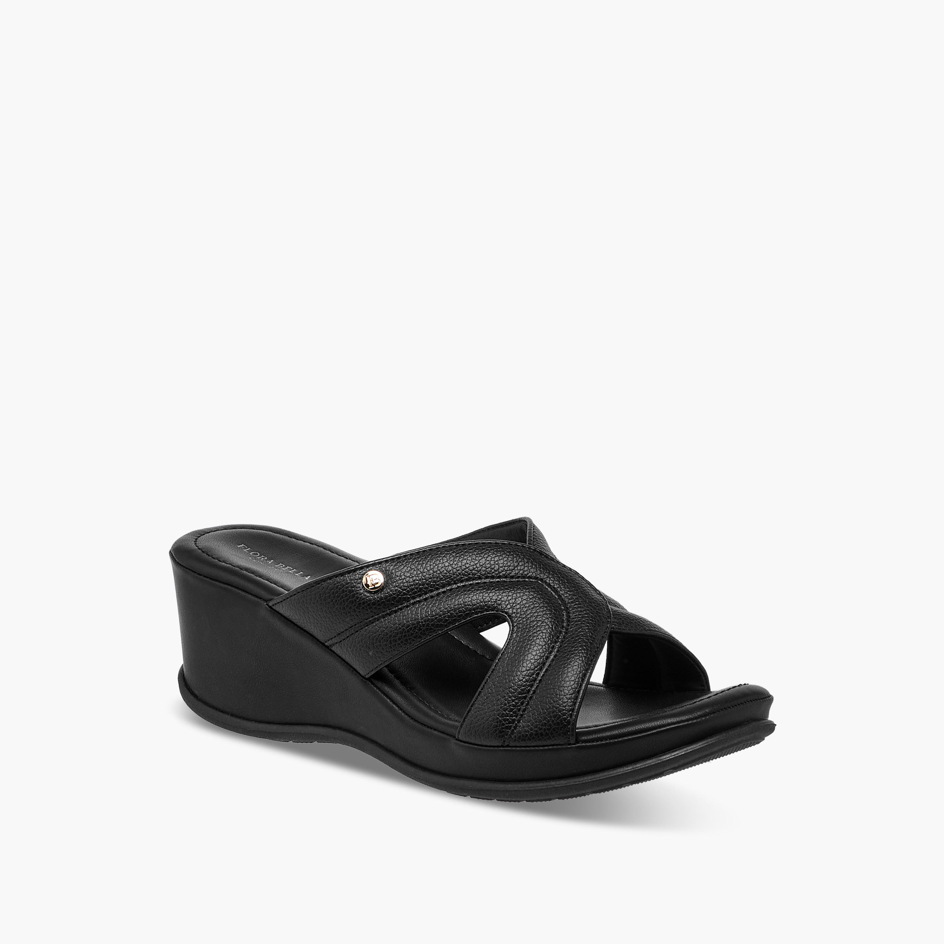Flora Bella Cutout Detail Slip-On Sandals with Wedge Heels-women-shoes-sandals-heeled-image-2