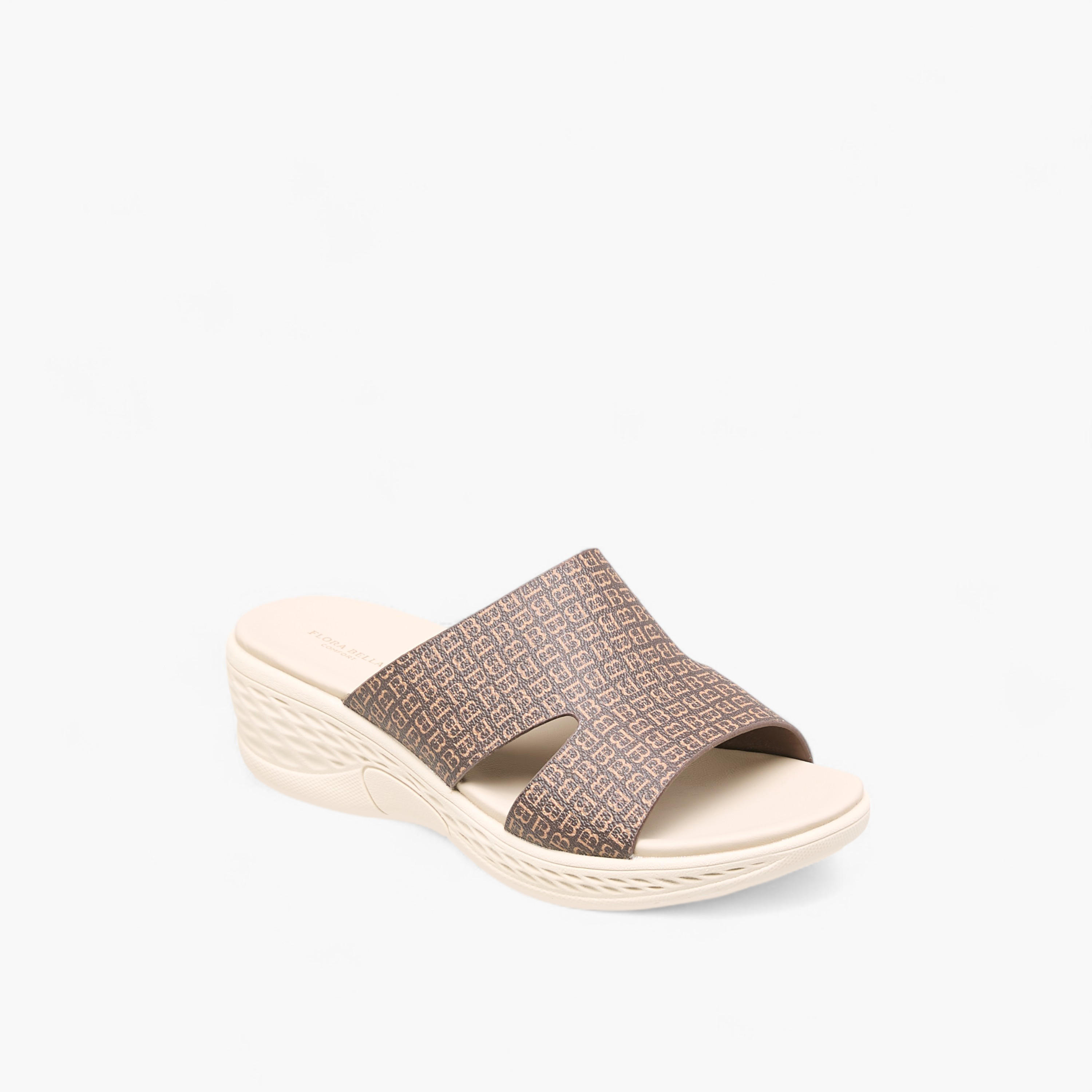 Flora Bella Monogram Print Slip-On Sandals with Wedge Heels-women-shoes-sandals-heeled-image-2
