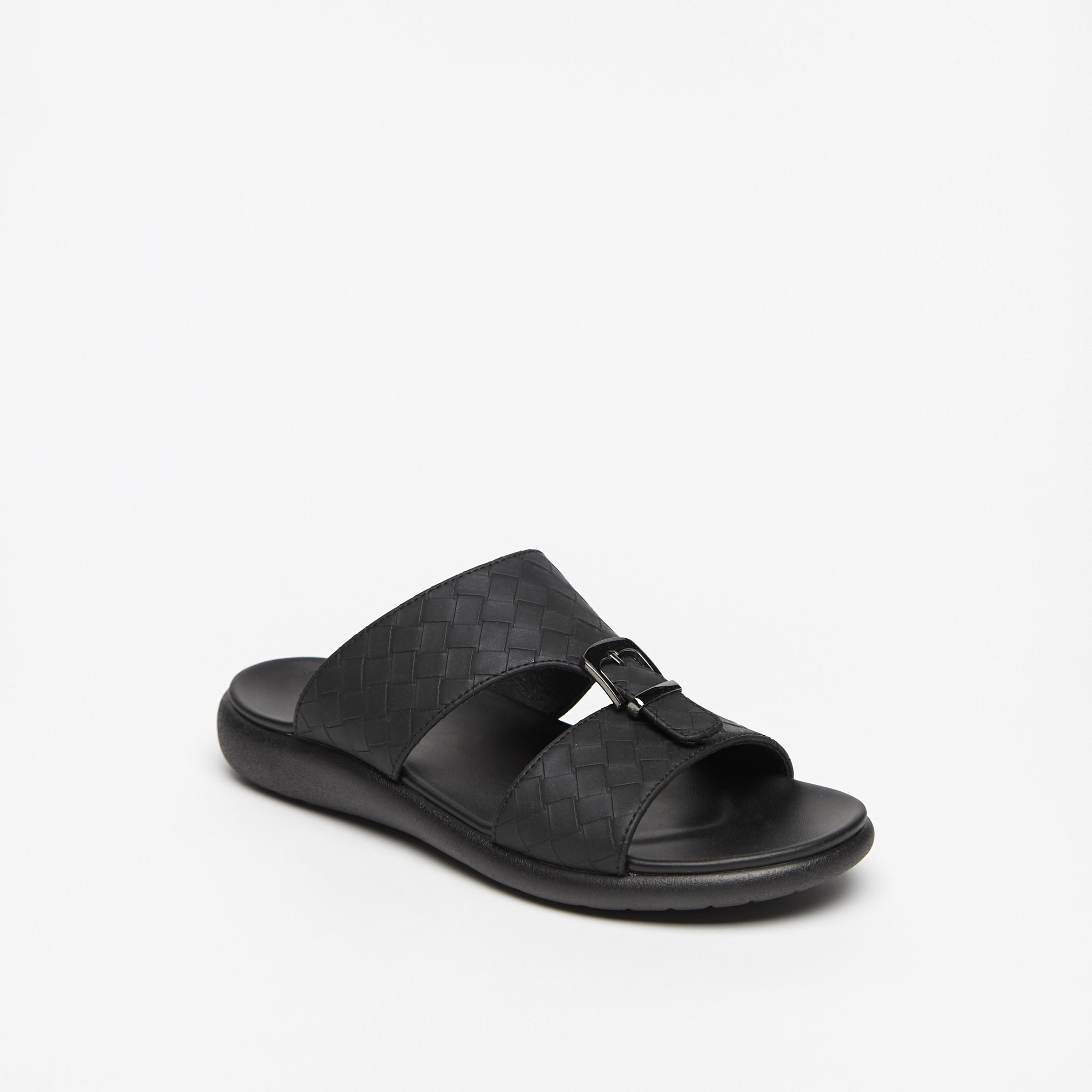 LBL by Shoexpress Weave Detail Slip-On Comfort Sandals with Buckle-cpmen-footwear-sandals-image-1