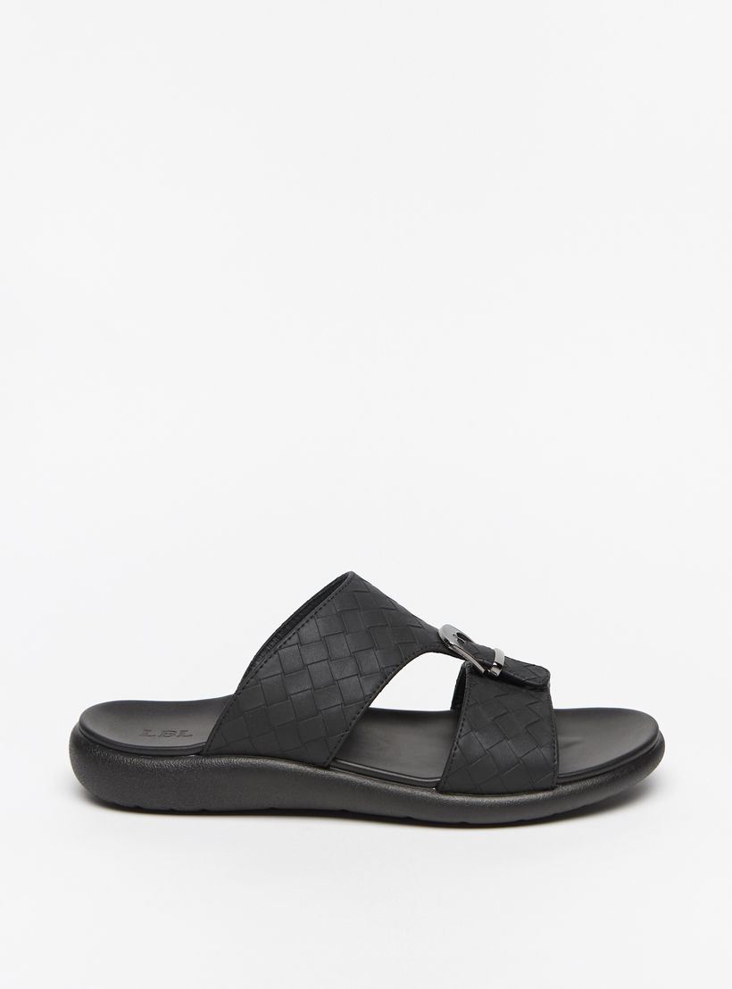 LBL by Shoexpress Weave Detail Slip-On Comfort Sandals with Buckle-cpmen-footwear-sandals-image-2