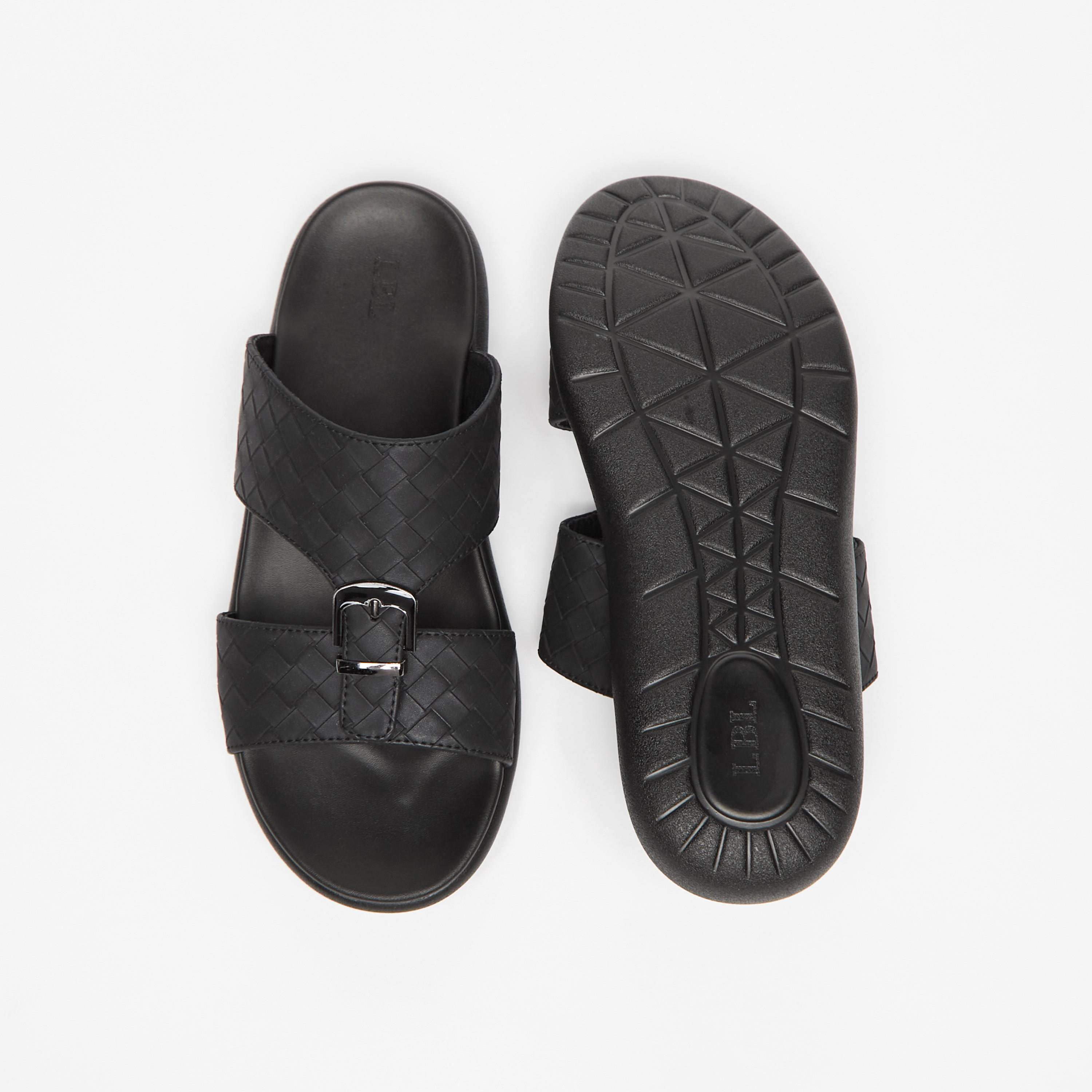 LBL by Shoexpress Weave Detail Slip-On Comfort Sandals with Buckle-cpmen-footwear-sandals-image-4