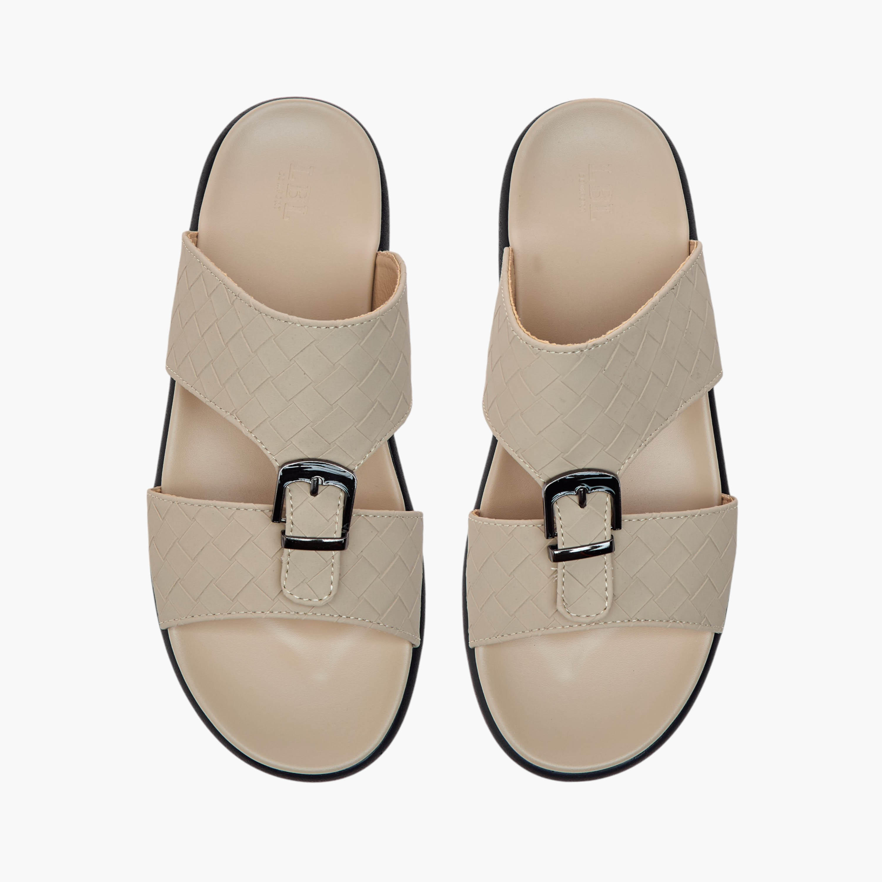 LBL by Shoexpress Weave Detail Slip-On Comfort Sandals with Buckle-cpmen-footwear-sandals-image-1