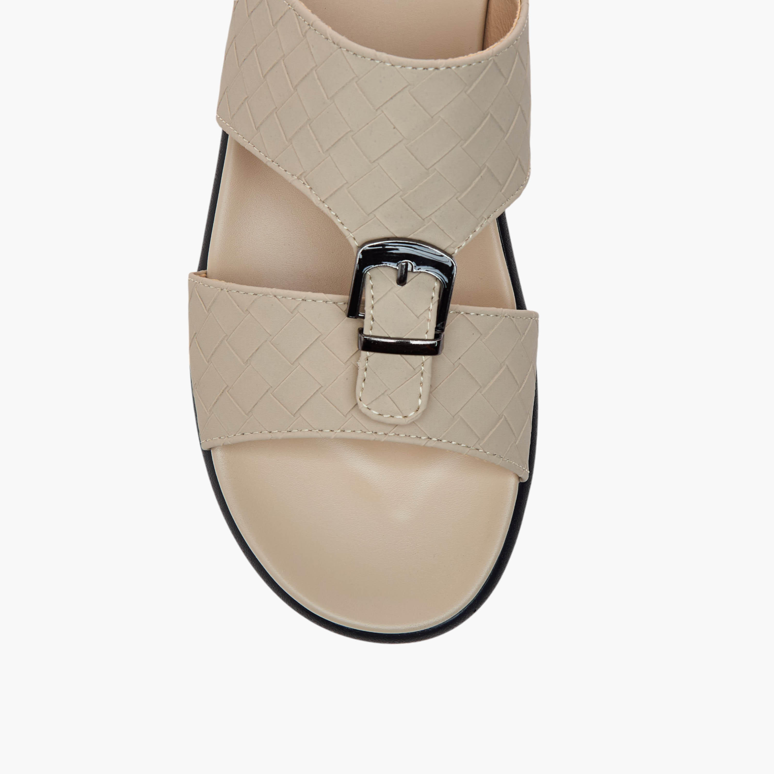 LBL by Shoexpress Weave Detail Slip-On Comfort Sandals with Buckle-cpmen-footwear-sandals-image-3