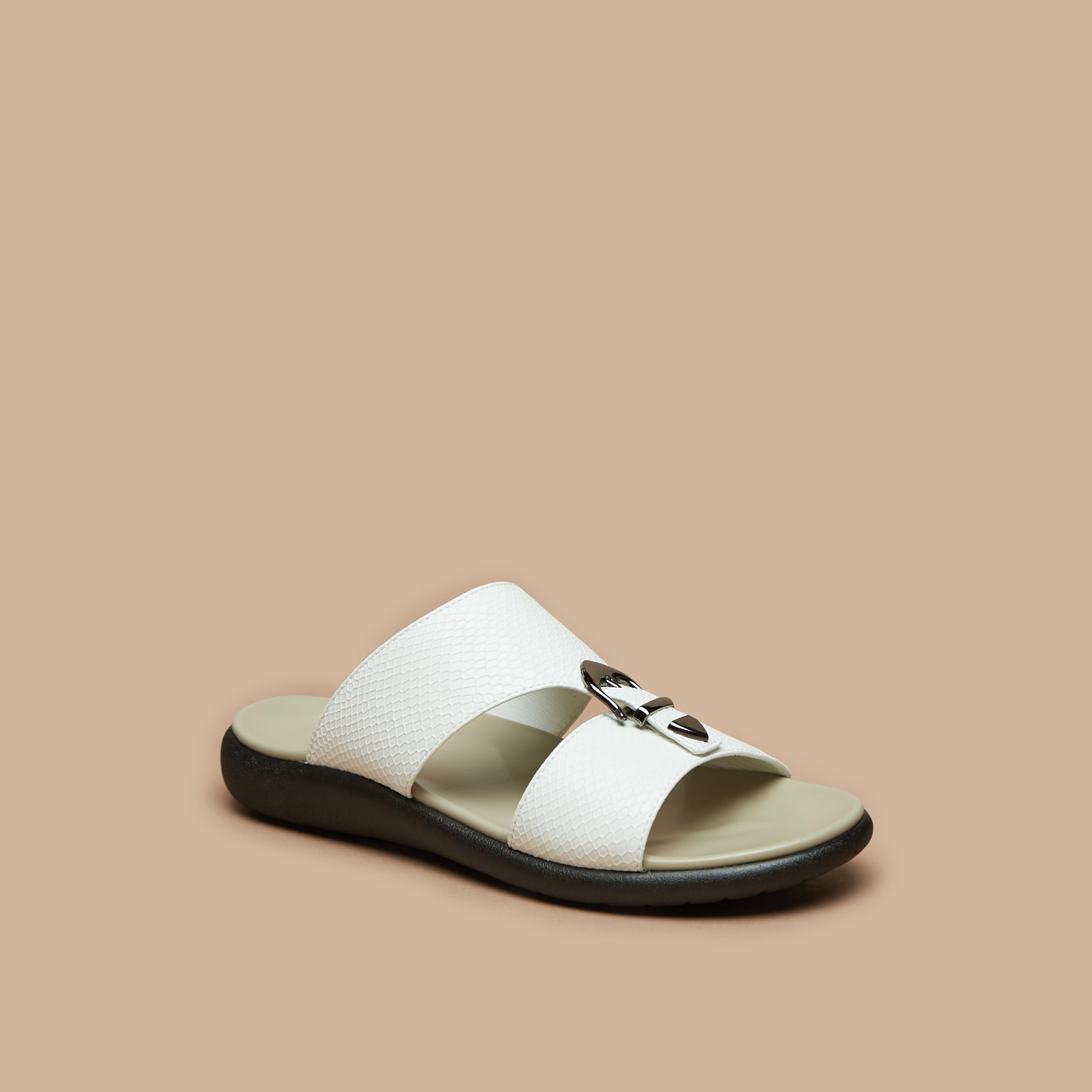 LBL by Shoexpress Men's Buckle Detail Textured Slip-On Comfort Sandals-cpmen-footwear-sandals-image-1