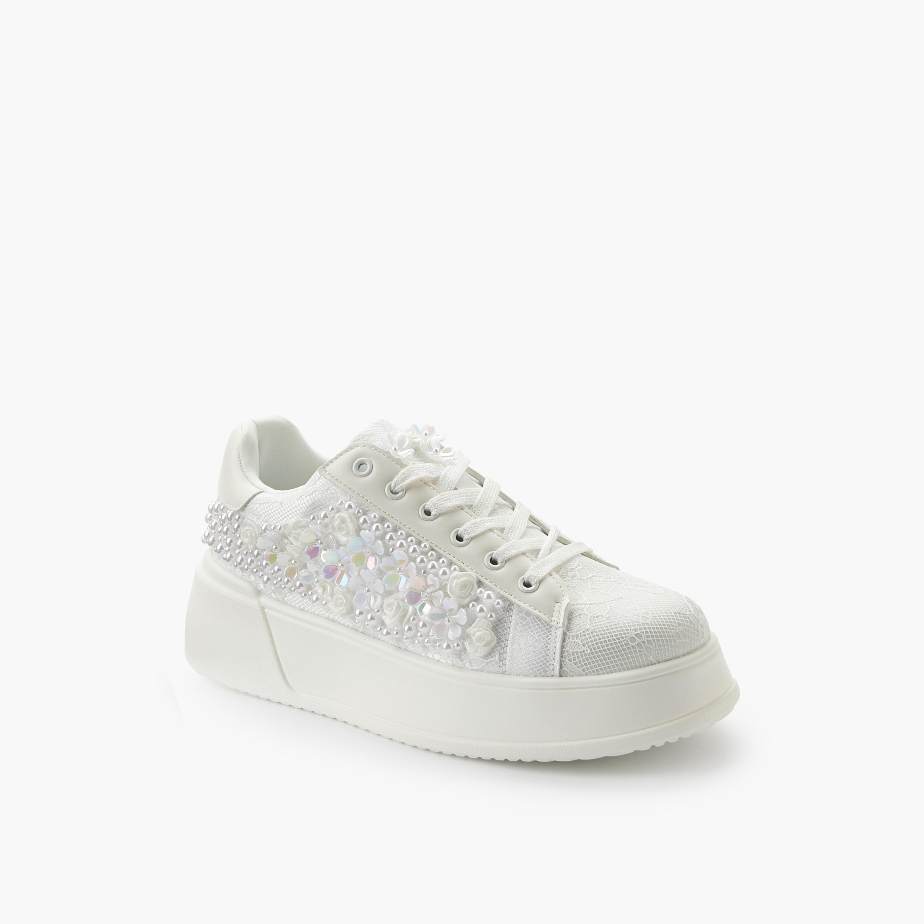 Celeste Women Embellished Lace-Up Sneakers-women-shoes-sneakers-image-2
