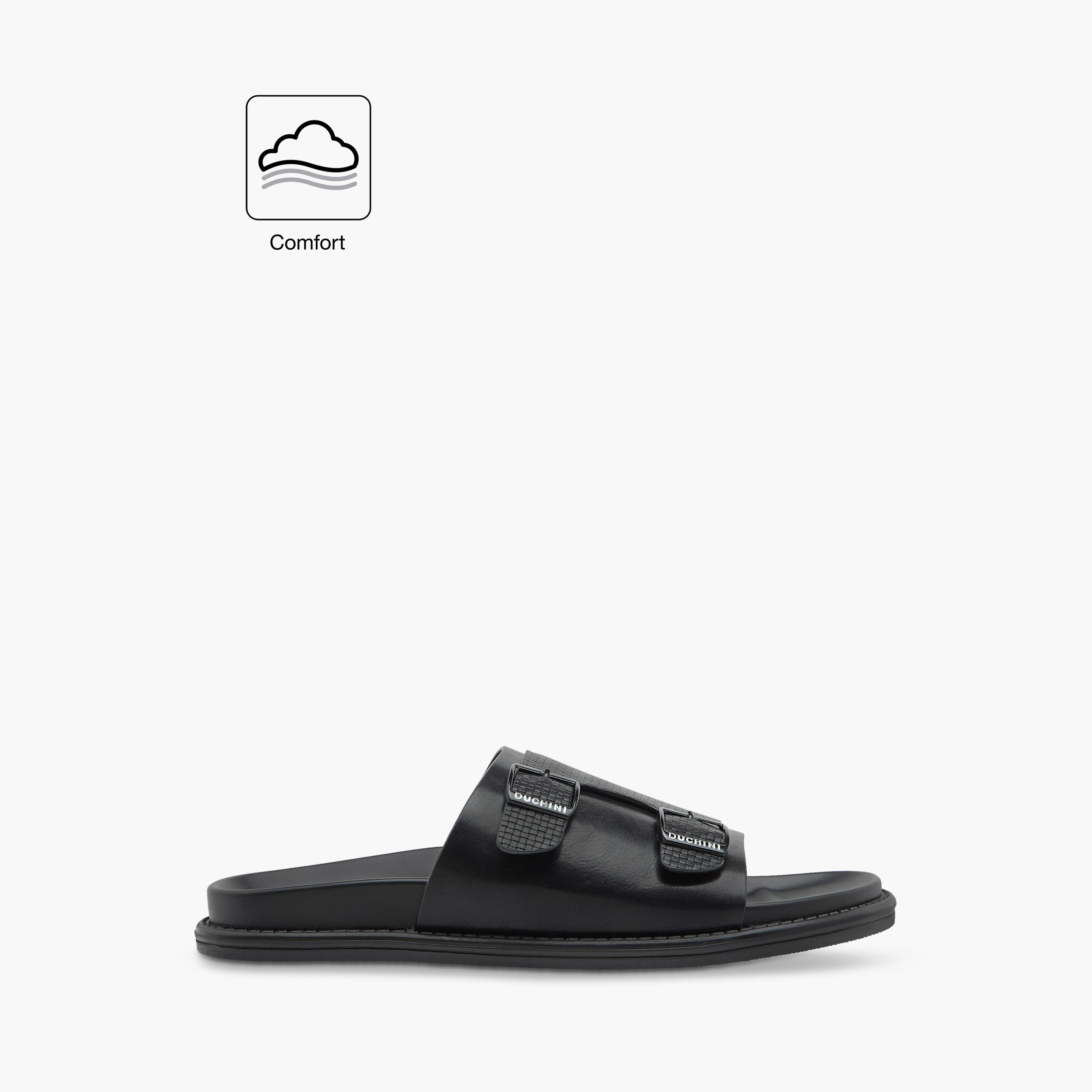 Duchini Men's Textured Slip-On Comfort Sandals with Buckle Detail-men-shoes-sandals-image-2