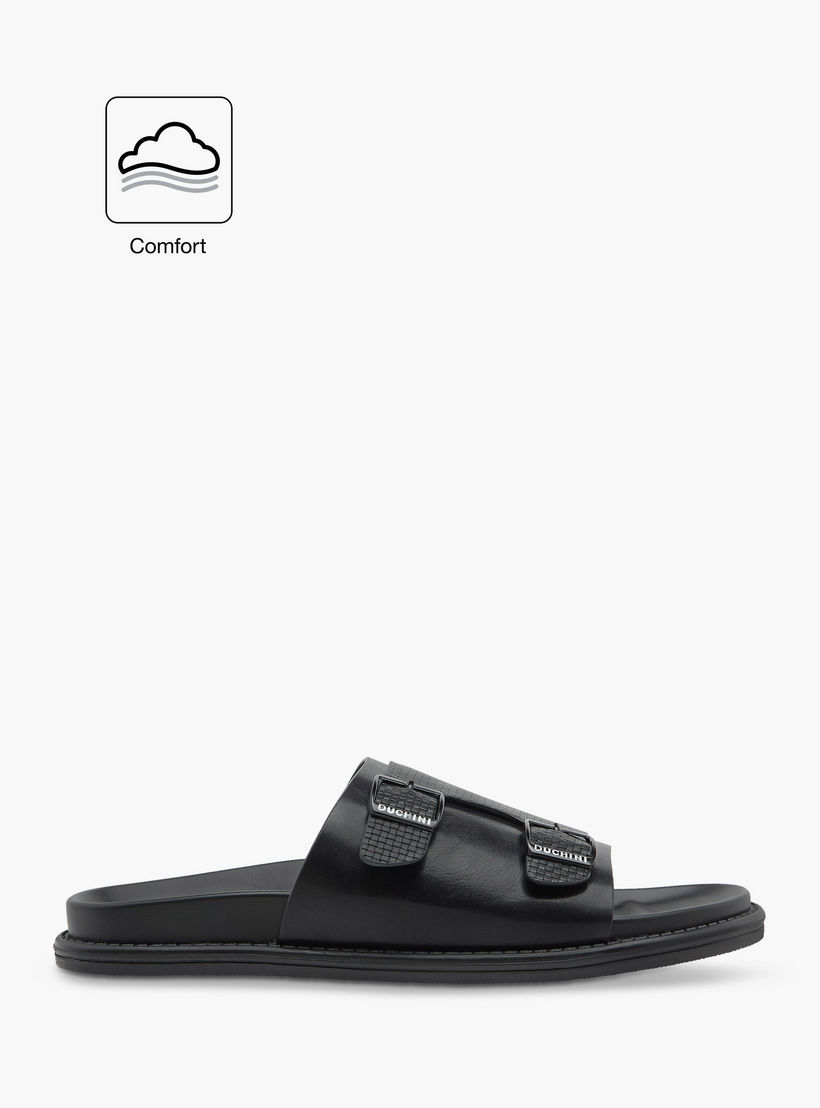 Duchini Men's Textured Slip-On Comfort Sandals with Buckle Detail-men-shoes-sandals-image-2