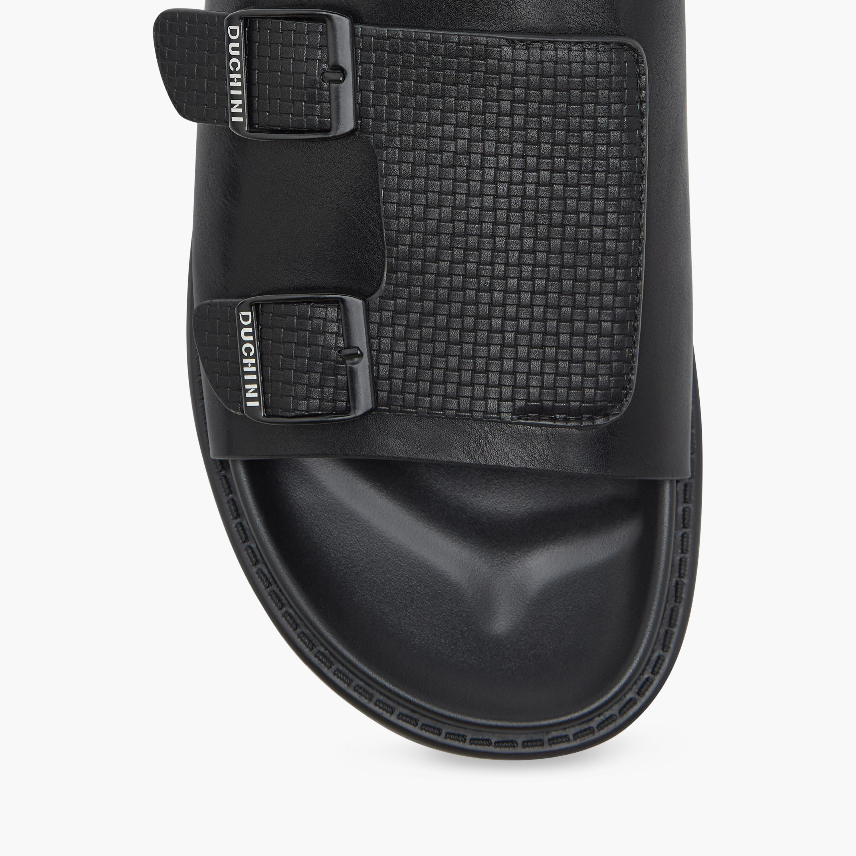 Duchini Men's Textured Slip-On Comfort Sandals with Buckle Detail-men-shoes-sandals-image-3