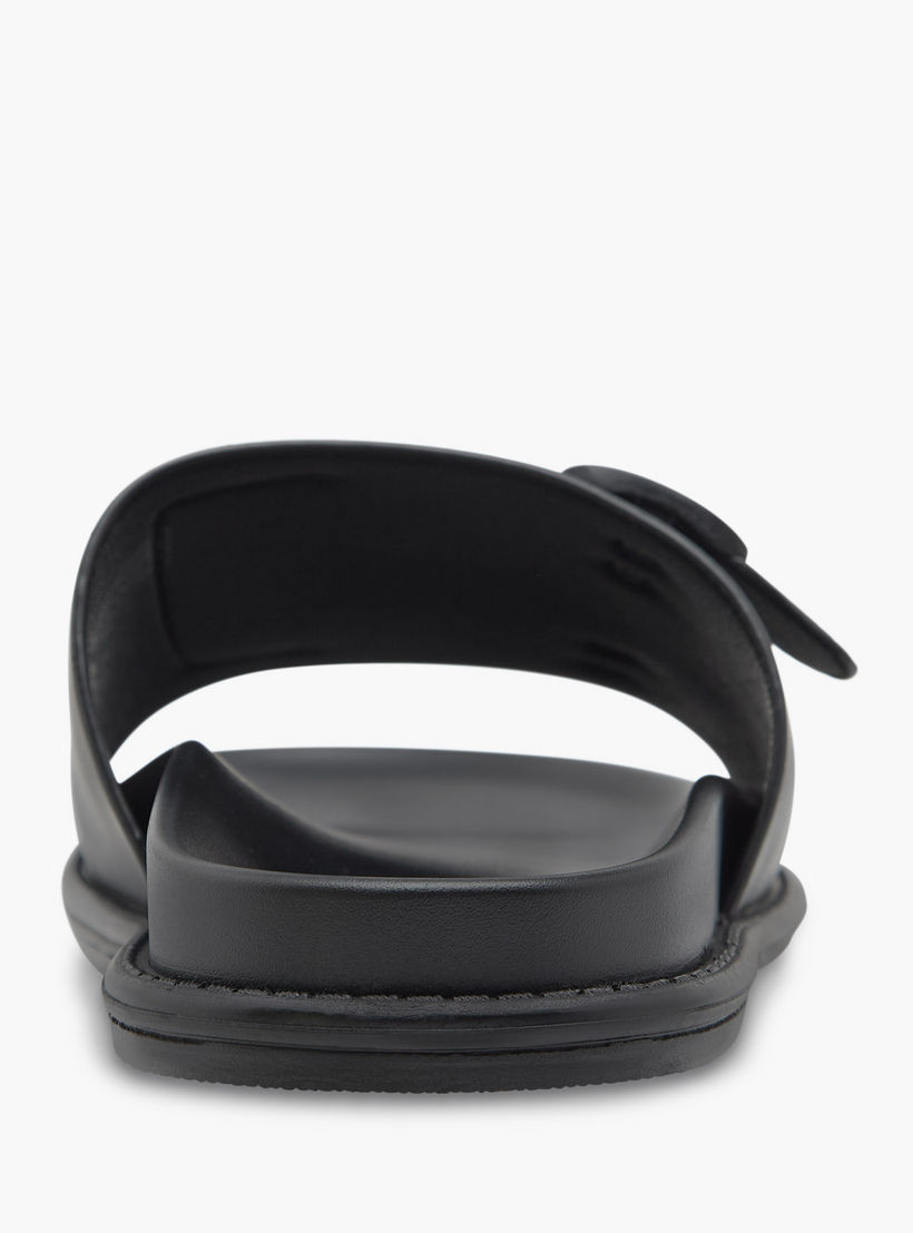 Duchini Men's Textured Slip-On Comfort Sandals with Buckle Detail-men-shoes-sandals-image-4