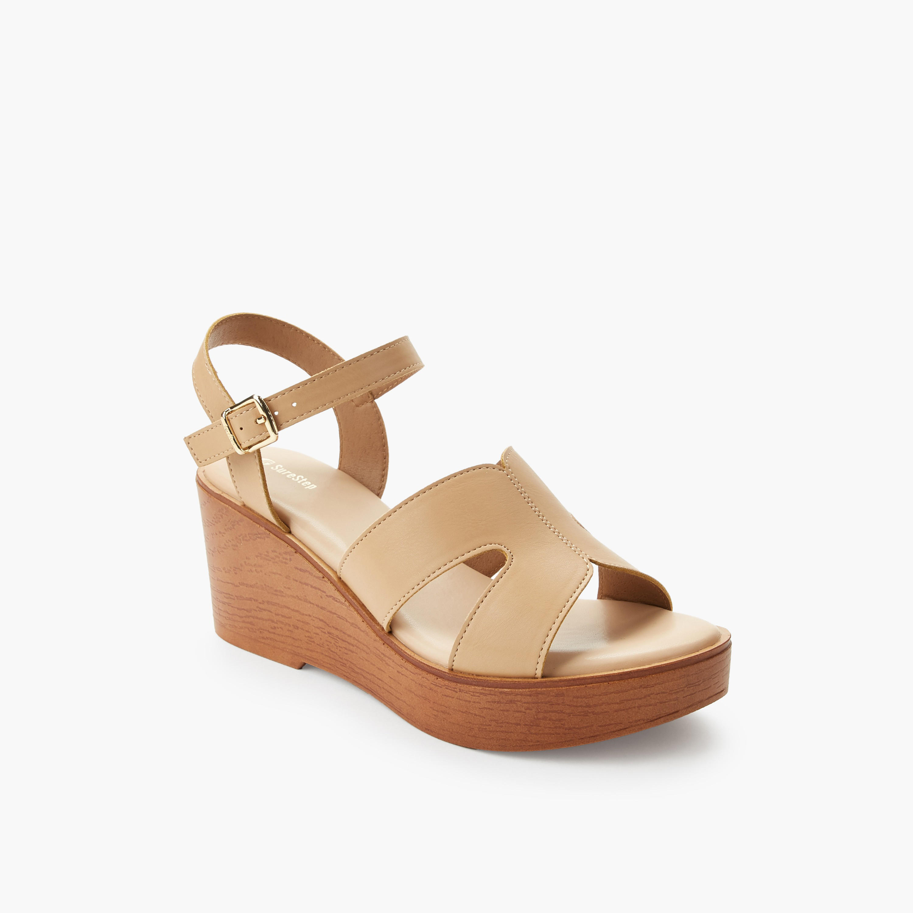 Surestep Women Light weight Ankle Strap Wedge Heel Sandals-women-shoes-sandals-heeled-image-2