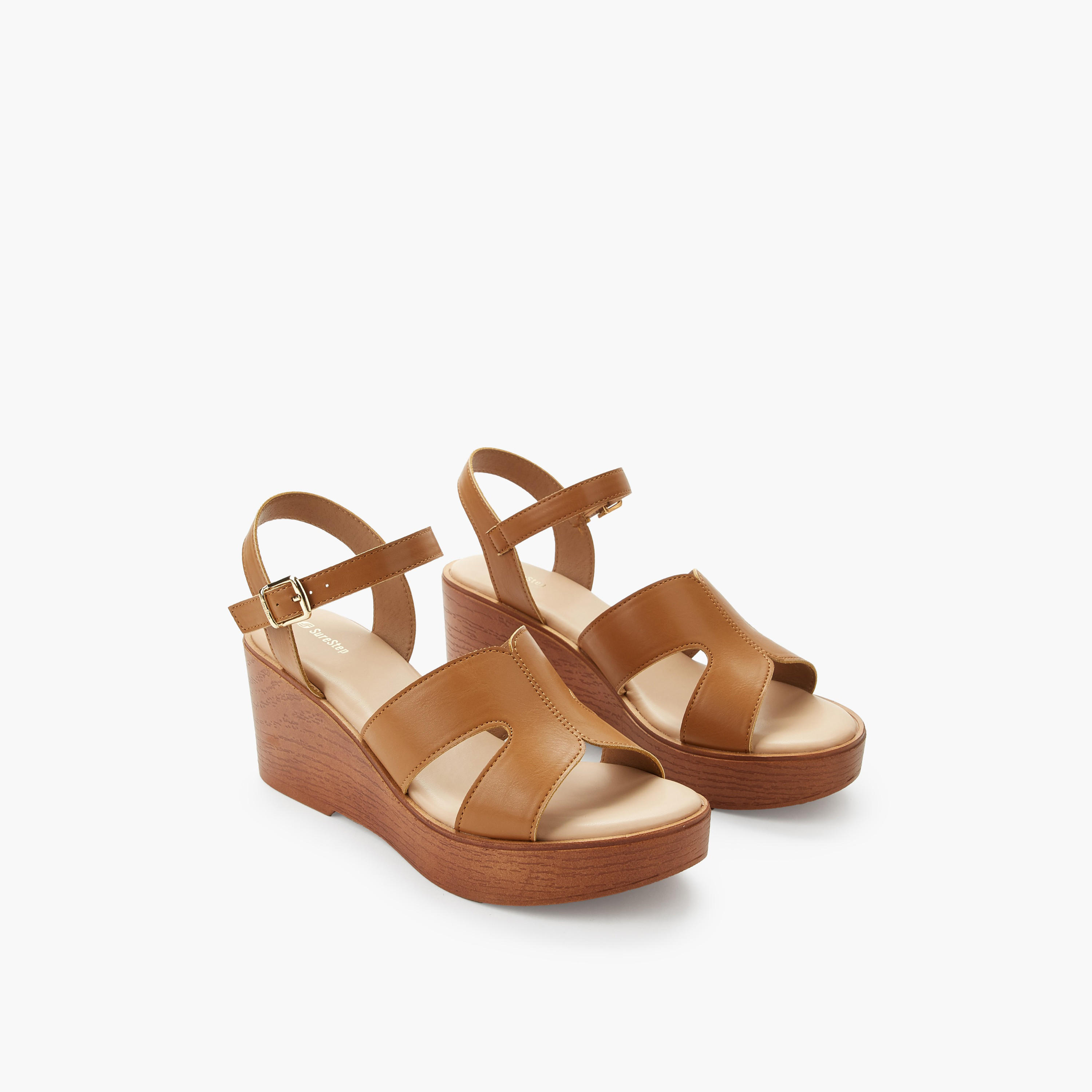 Surestep Women Light weight Ankle Strap Wedge Heel Sandals-women-shoes-sandals-heeled-image-1