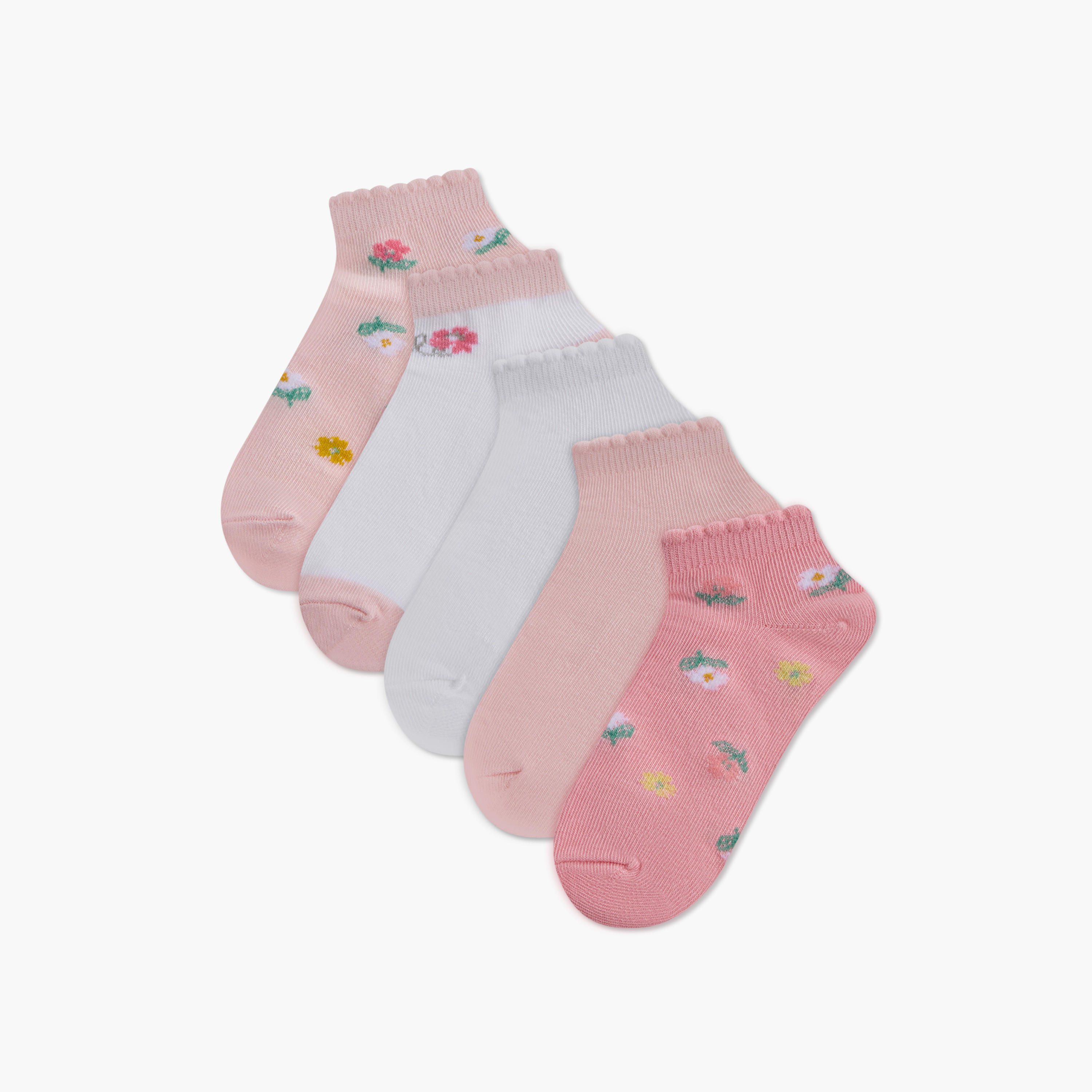 Little Missy Assorted Ankle Length Socks - Set of 5-girls-accessories-socks-image-1