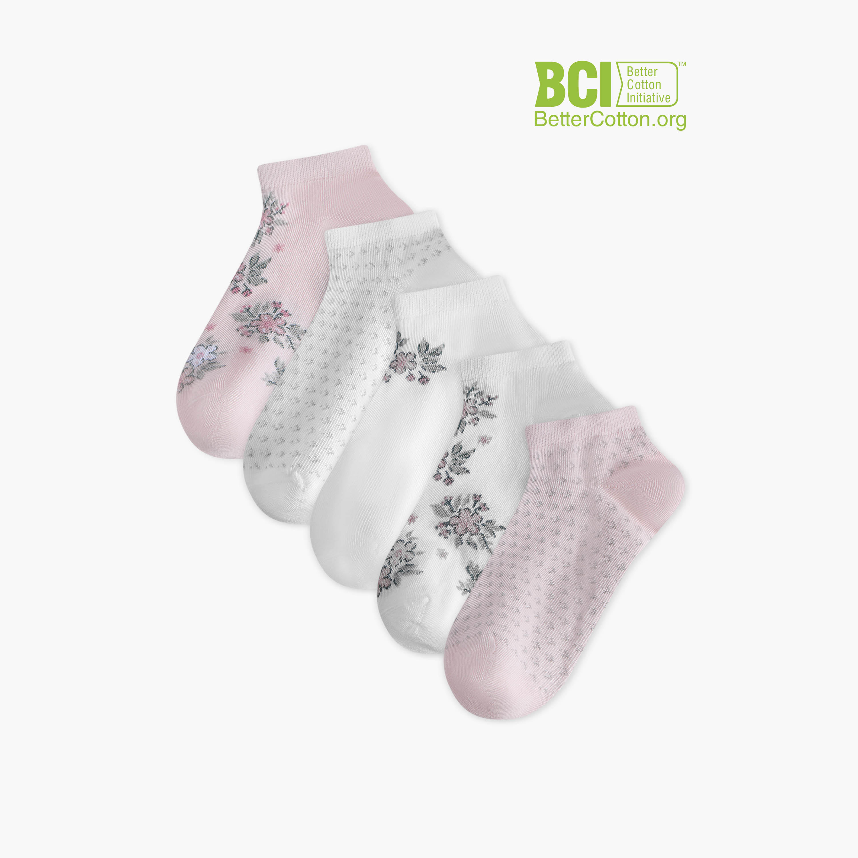 Celeste Floral Print Ankle Length Socks - Set of 5-women-socksandstockings-image-1