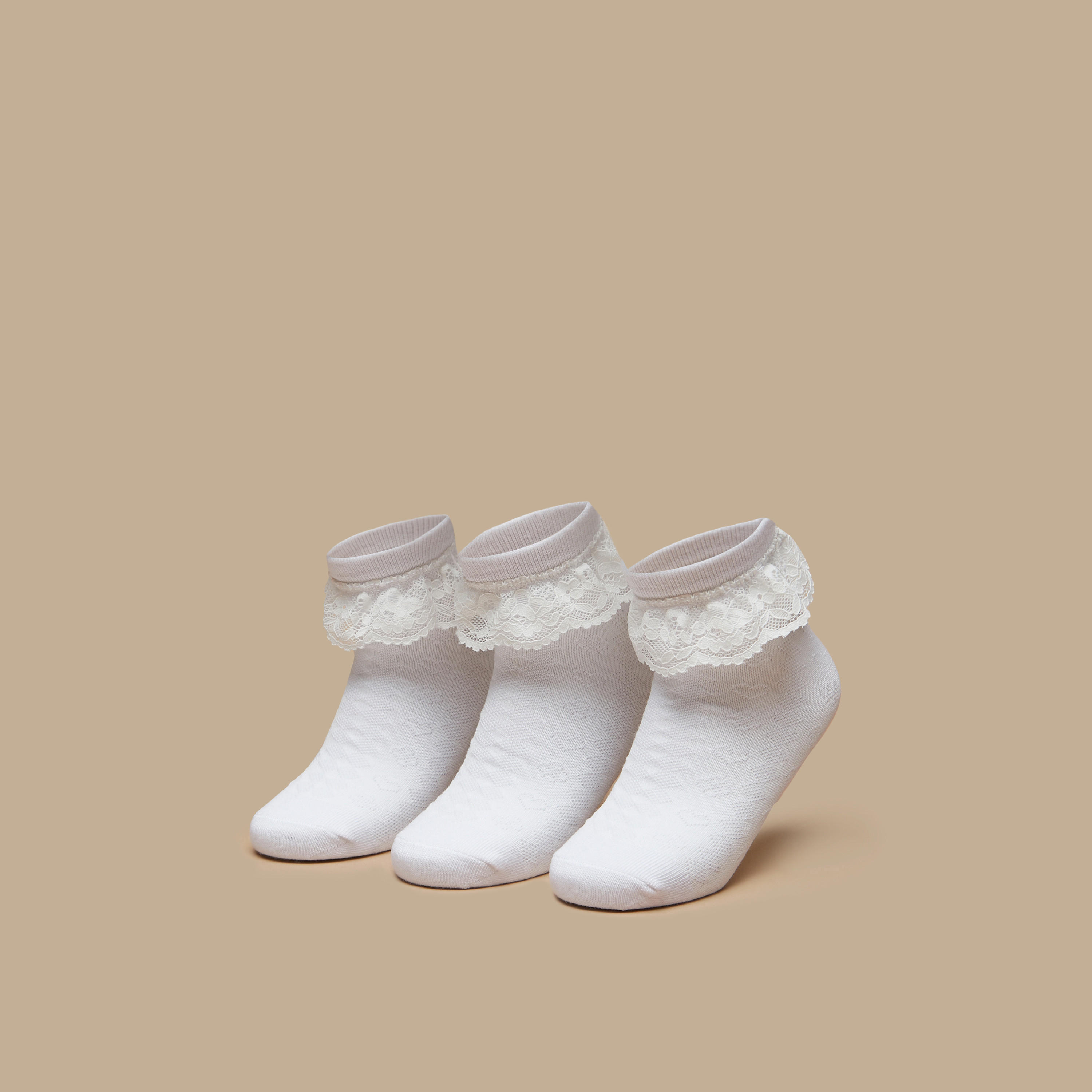 Lace Detail Crew Length Socks - Set of 3-girls-accessories-socks-image-1