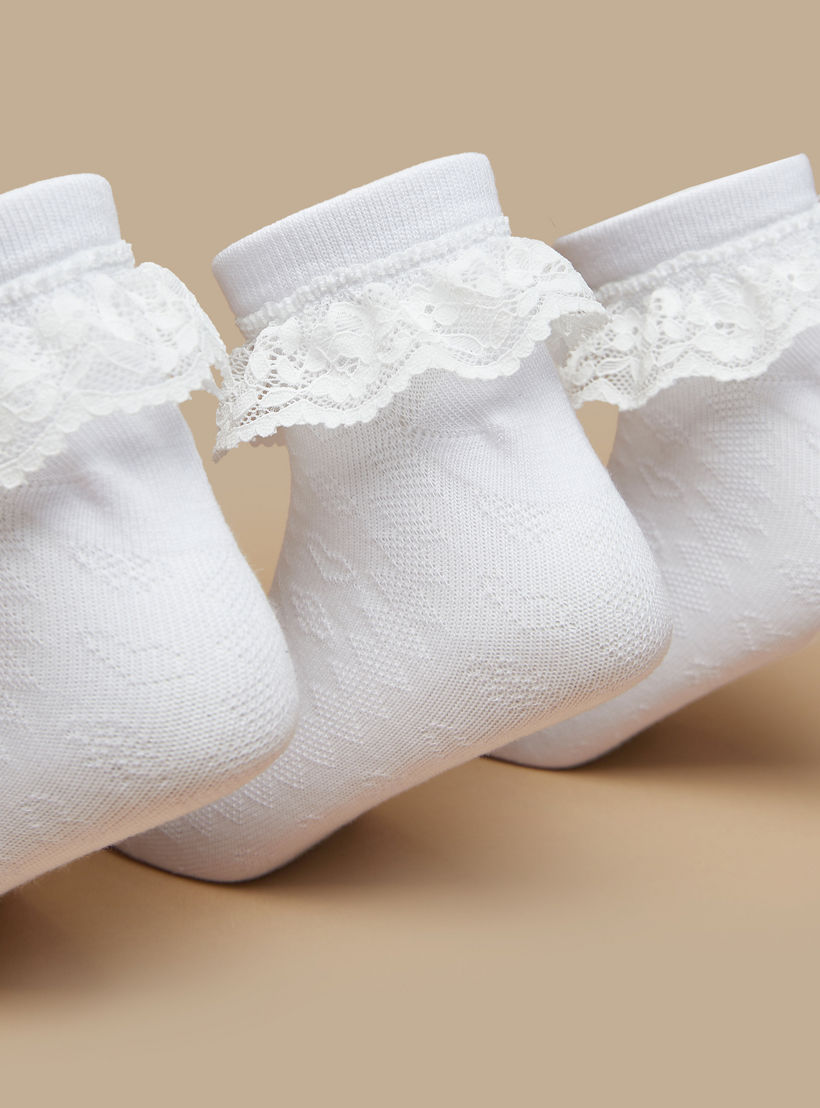 Lace Detail Crew Length Socks - Set of 3-girls-accessories-socks-image-2