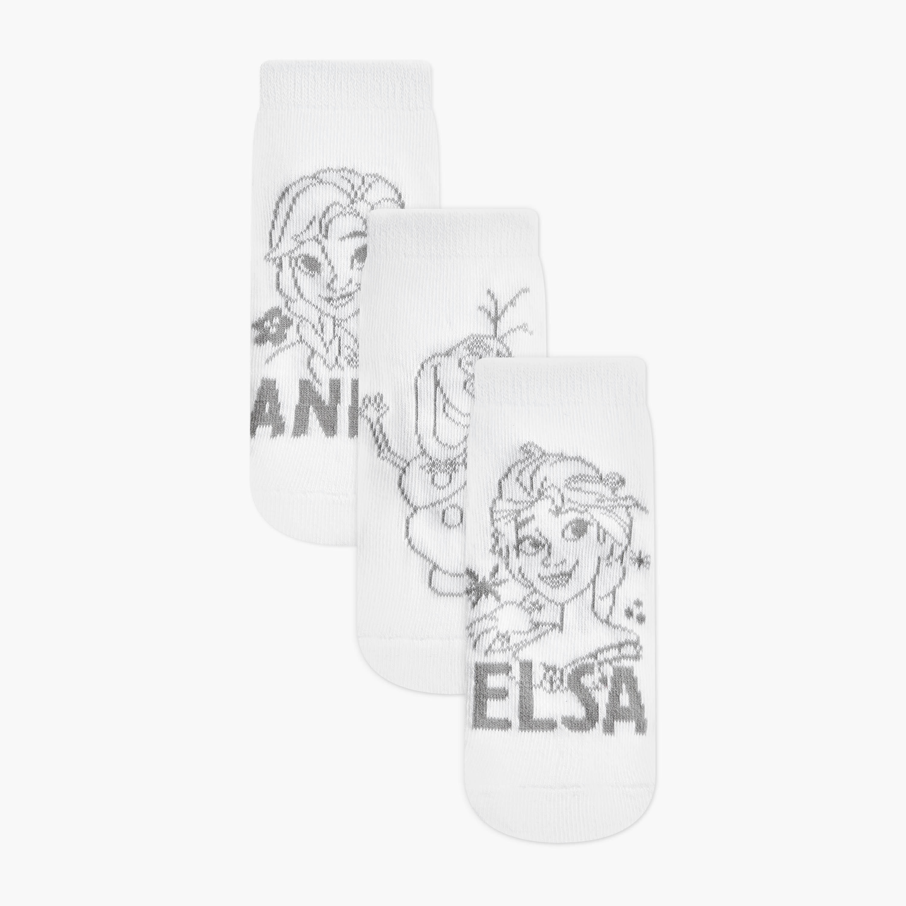 Disney Frozen Print Ankle Length Socks - Set of 3-girls-accessories-socks-image-1