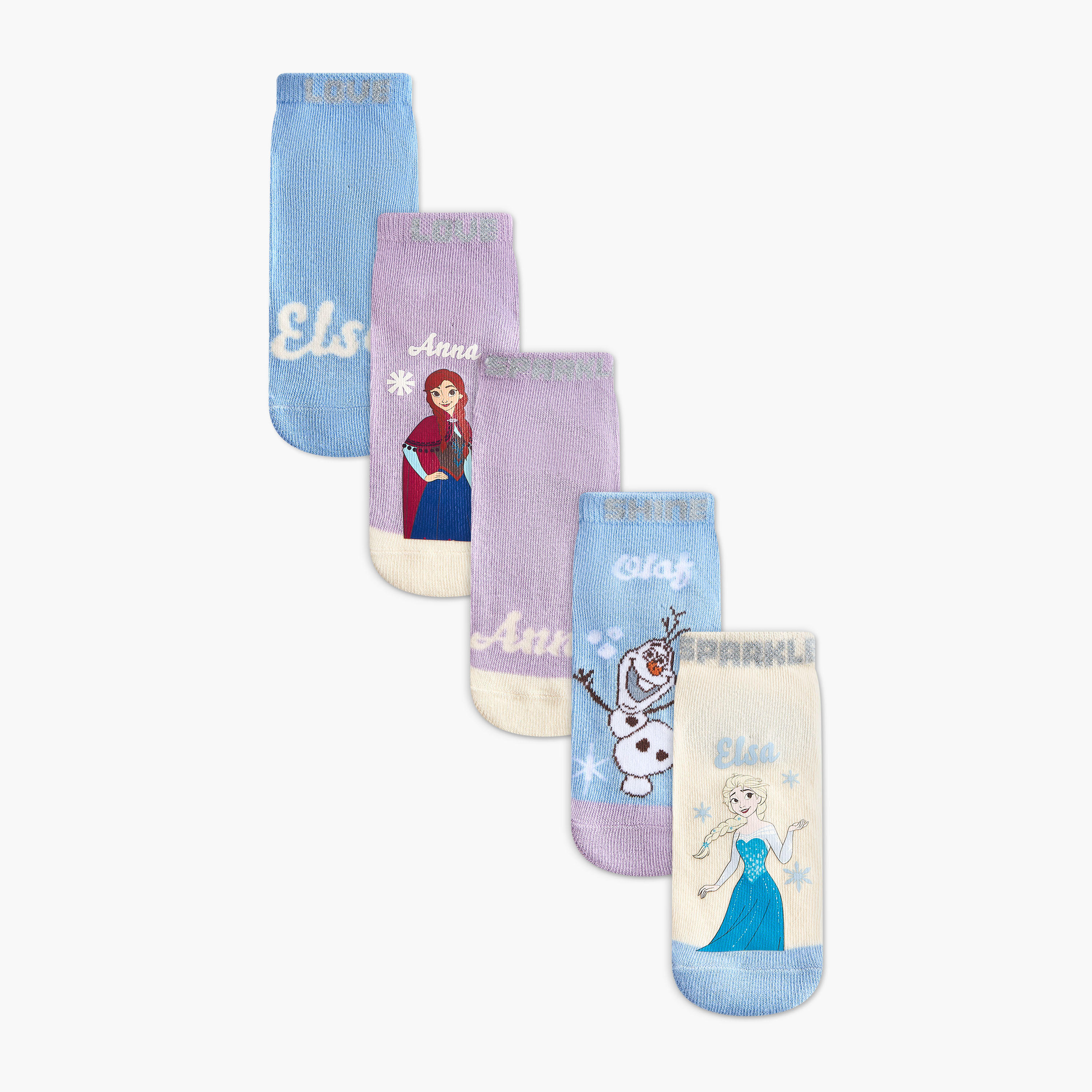 Pack of 5 Disney Girls Socks Ankle Length Frozen Print-girls-accessories-socks-image-1