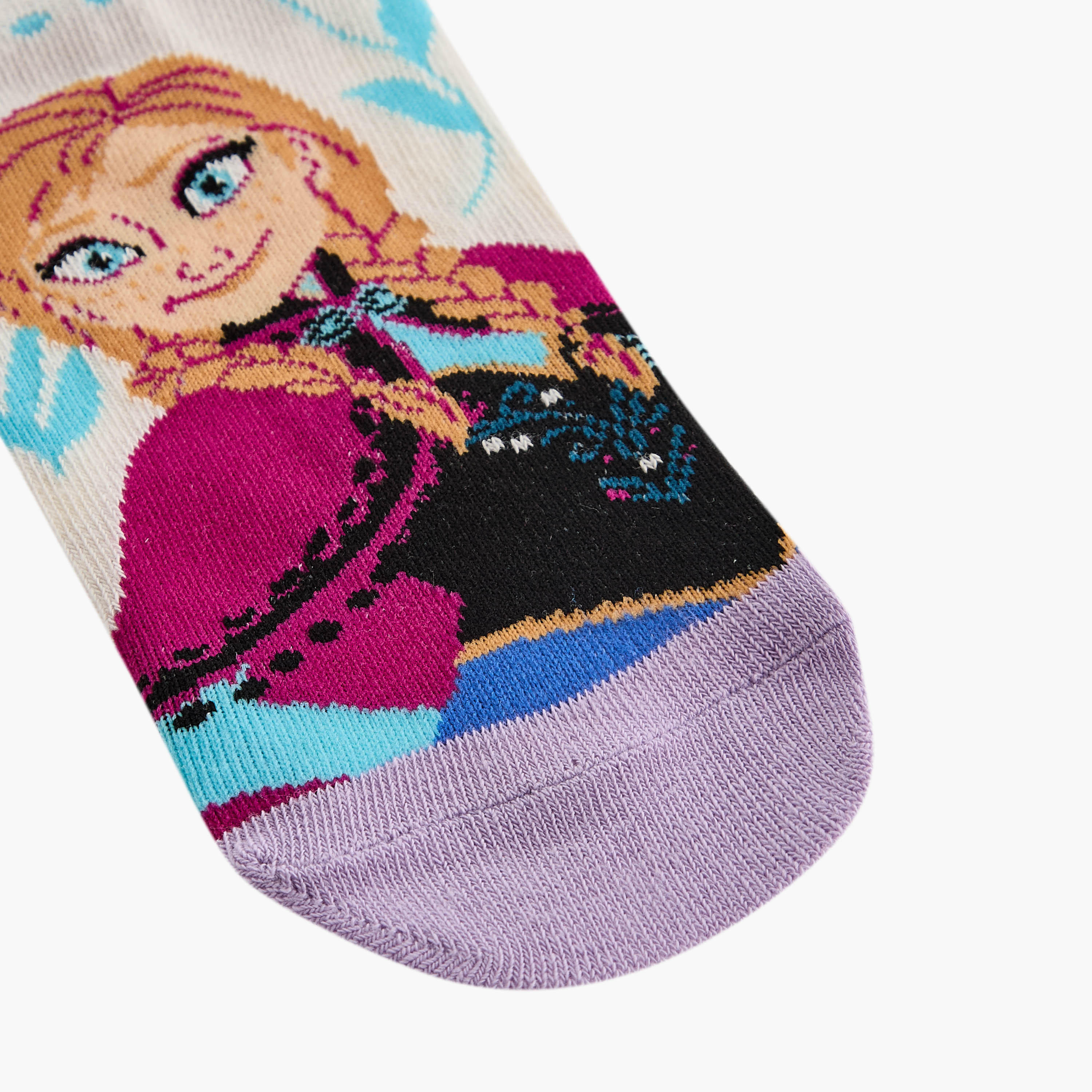 Disney Frozen Print Non Terry Ankle Length Socks - Set of 5-girls-accessories-socks-image-3