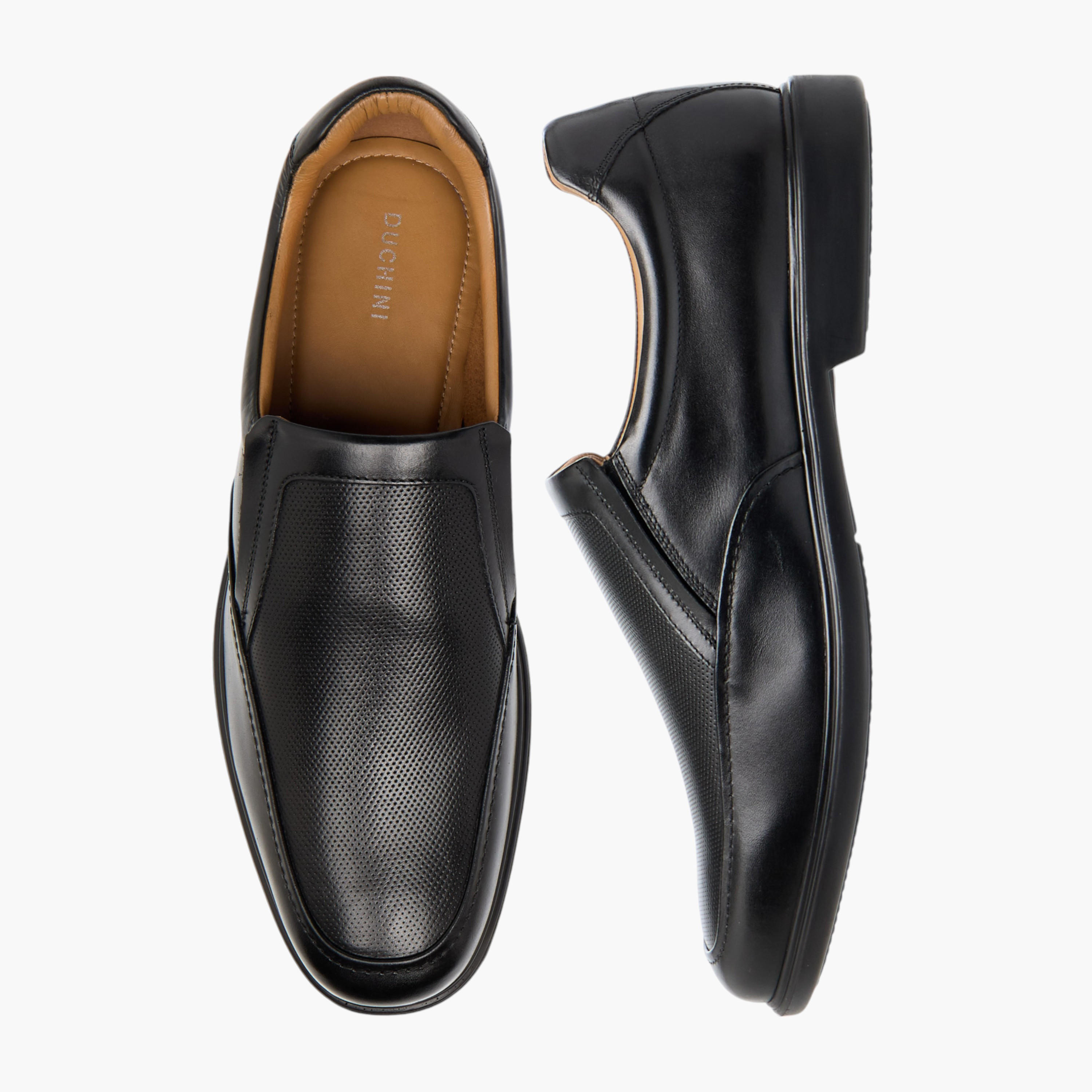 Duchini Men's Leather Textured Slip-On Loafers-men-shoes-formalshoes-image-1