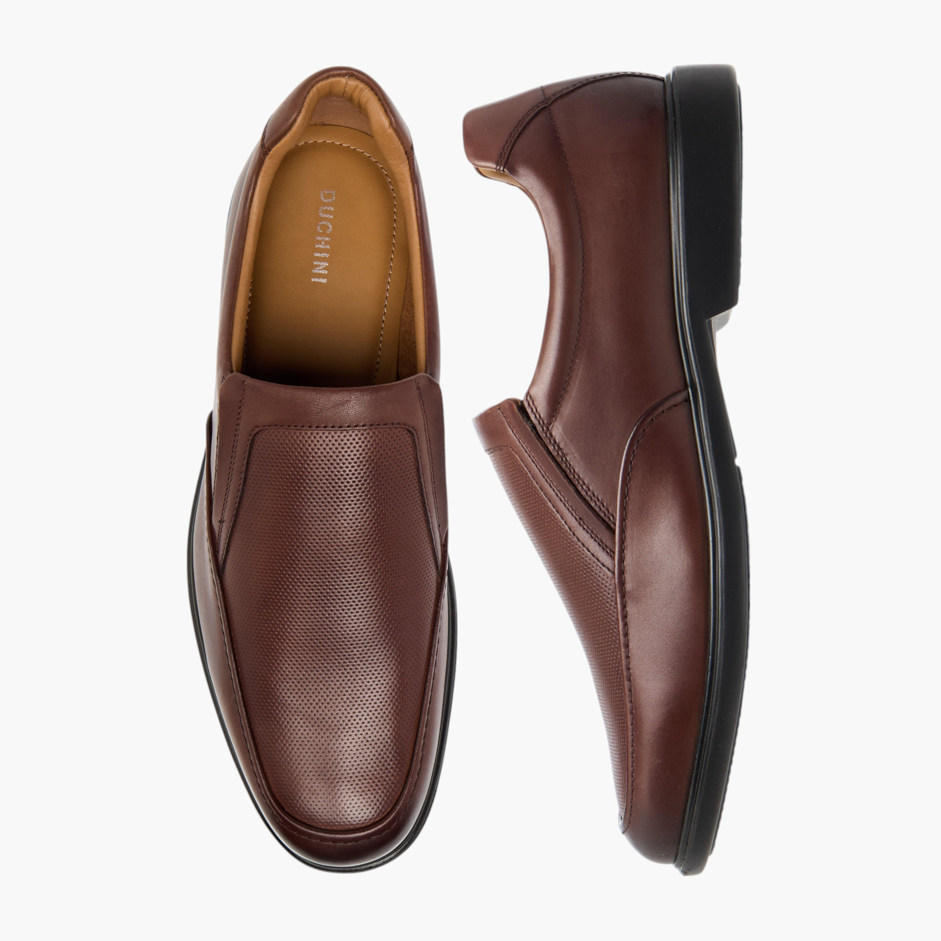 Duchini Men's Leather Textured Slip-On Loafers-men-shoes-formalshoes-image-1