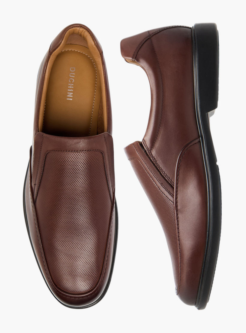 Duchini Men's Leather Textured Slip-On Loafers-men-shoes-formalshoes-image-1