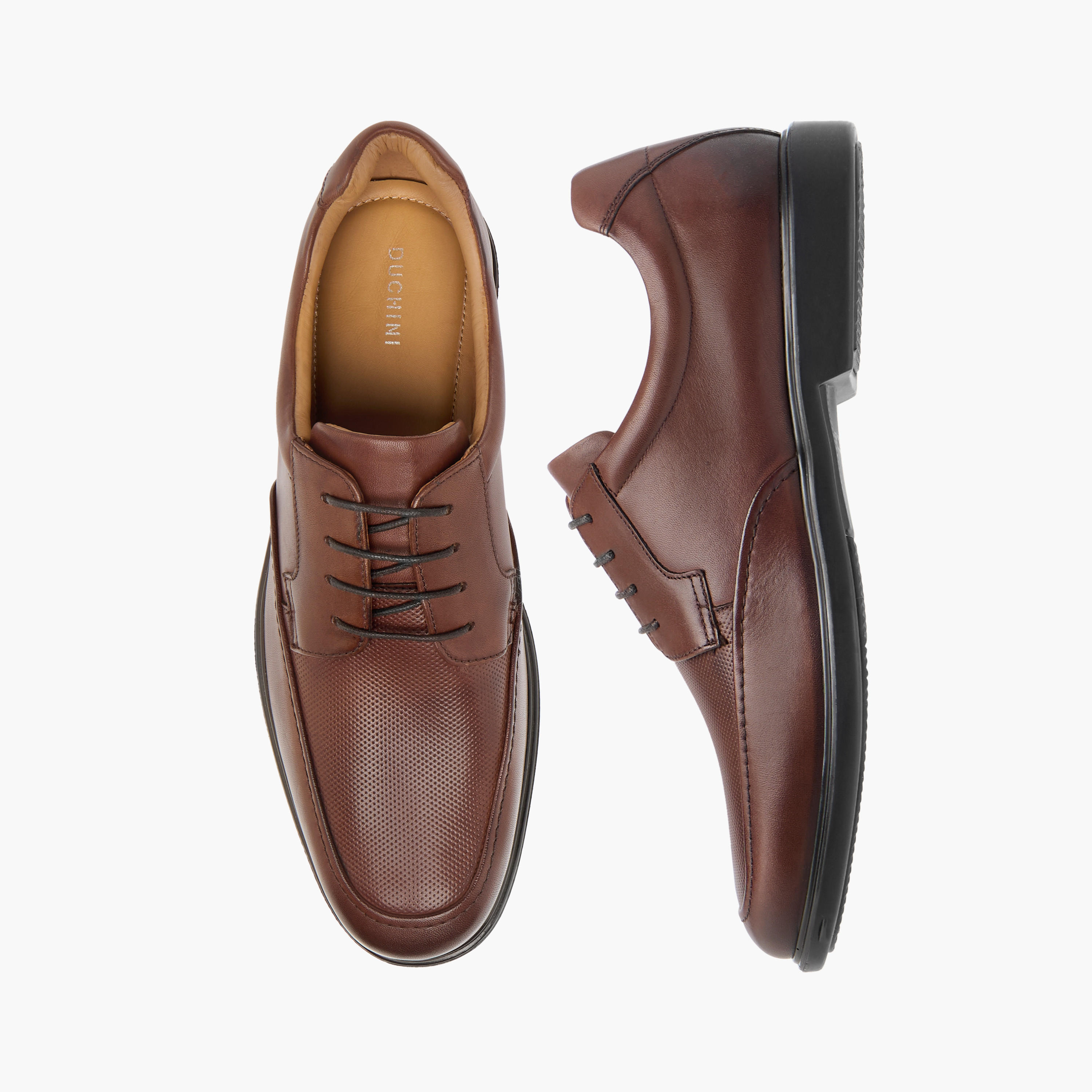 Duchini Men's Leather Textured Lace-Up Derby Shoes-men-shoes-formalshoes-image-1