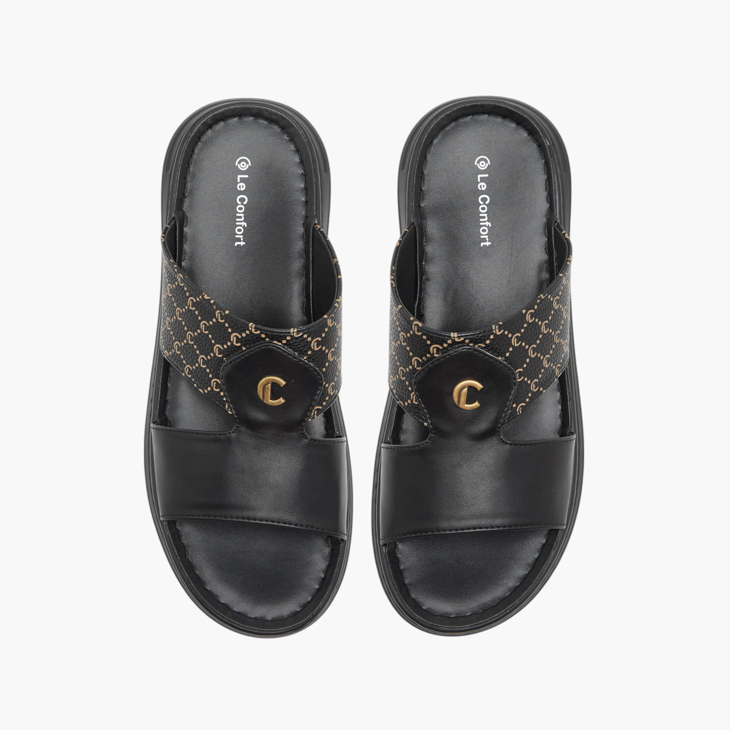 Le Confort Monogram Print Slip-On Arabic Comfort Sandals-men-shoes-sandals-image-1