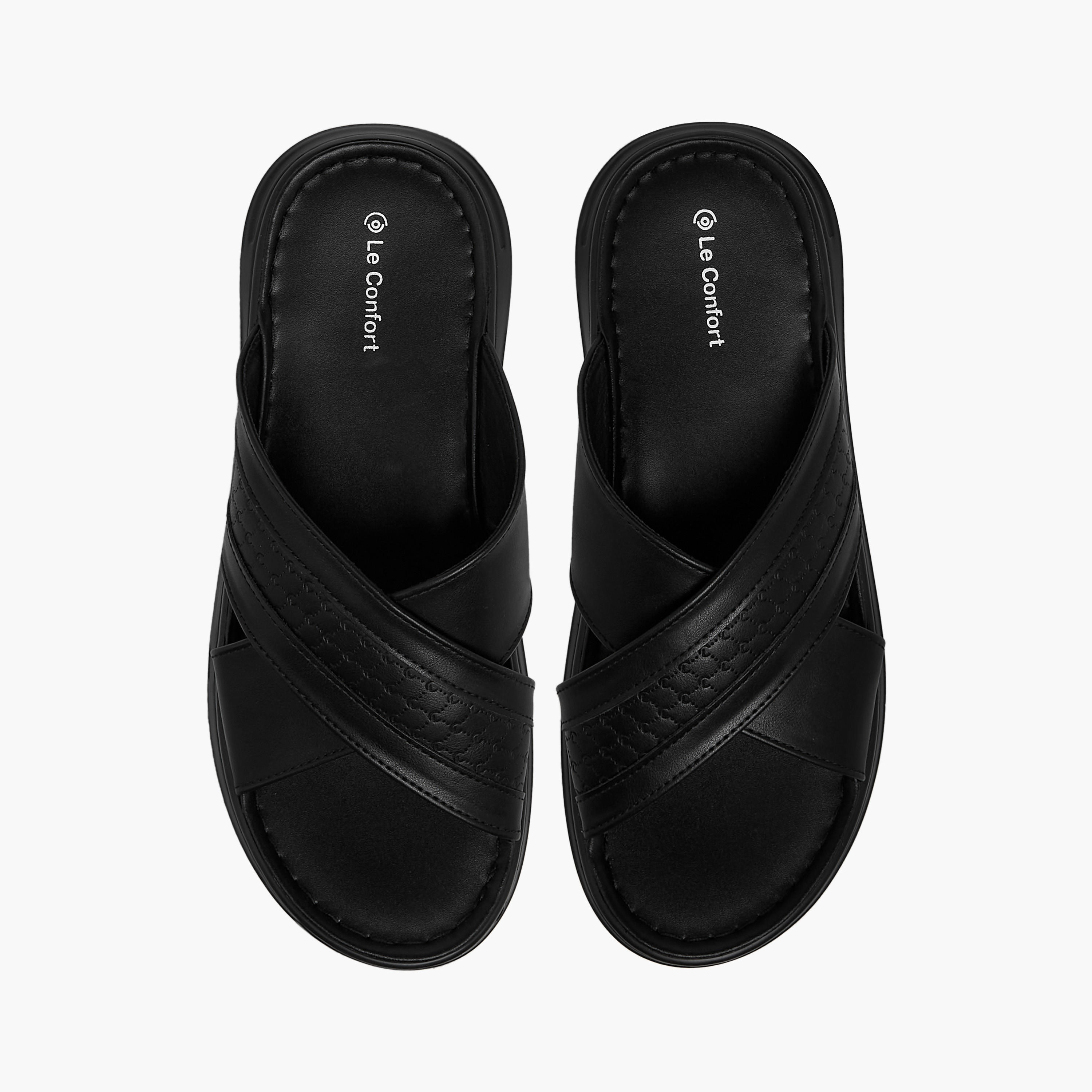 Le Confort Logo Embossed Cross Strap Slip-On Sandals-men-shoes-sandals-image-1