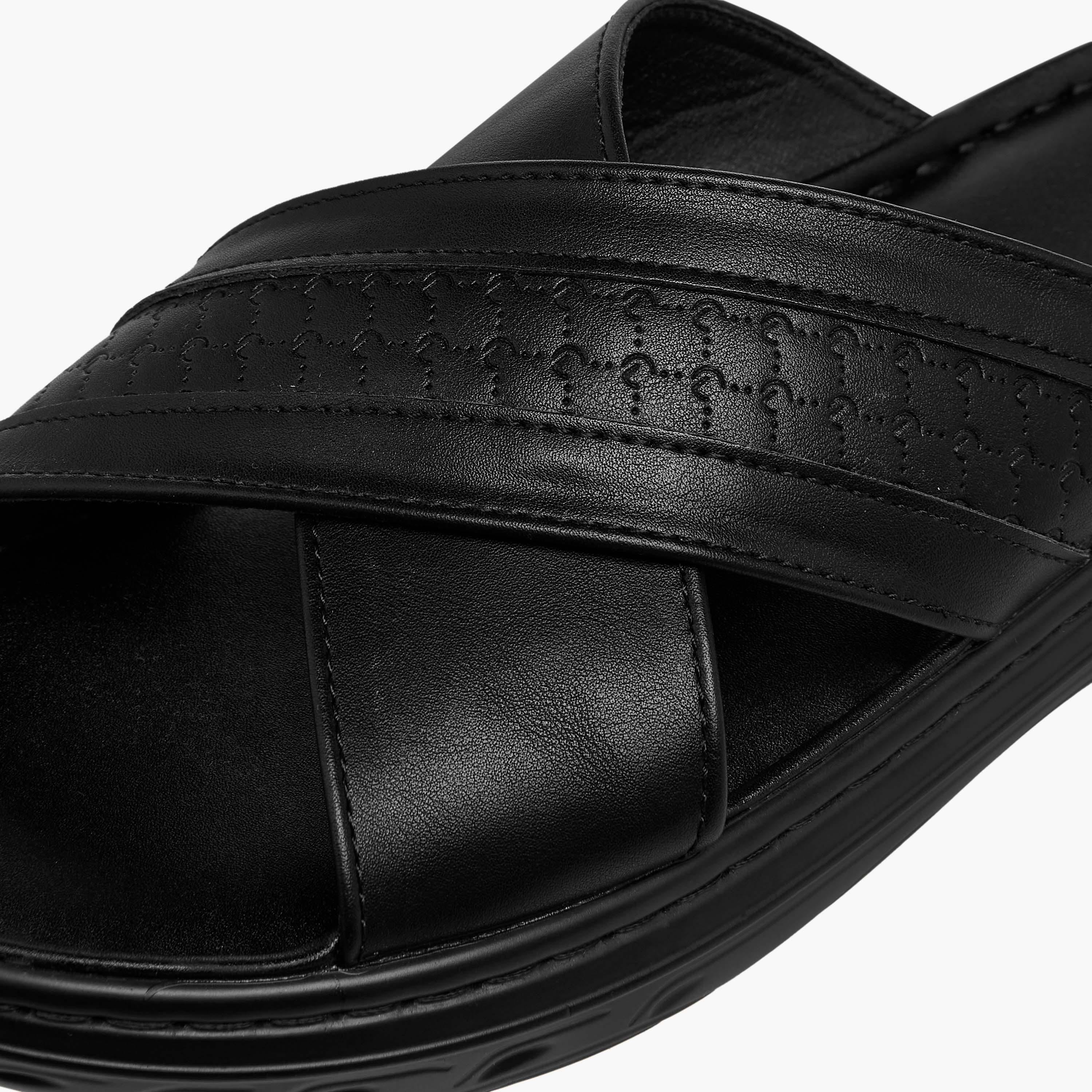 Le Confort Logo Embossed Cross Strap Slip-On Sandals-men-shoes-sandals-image-4