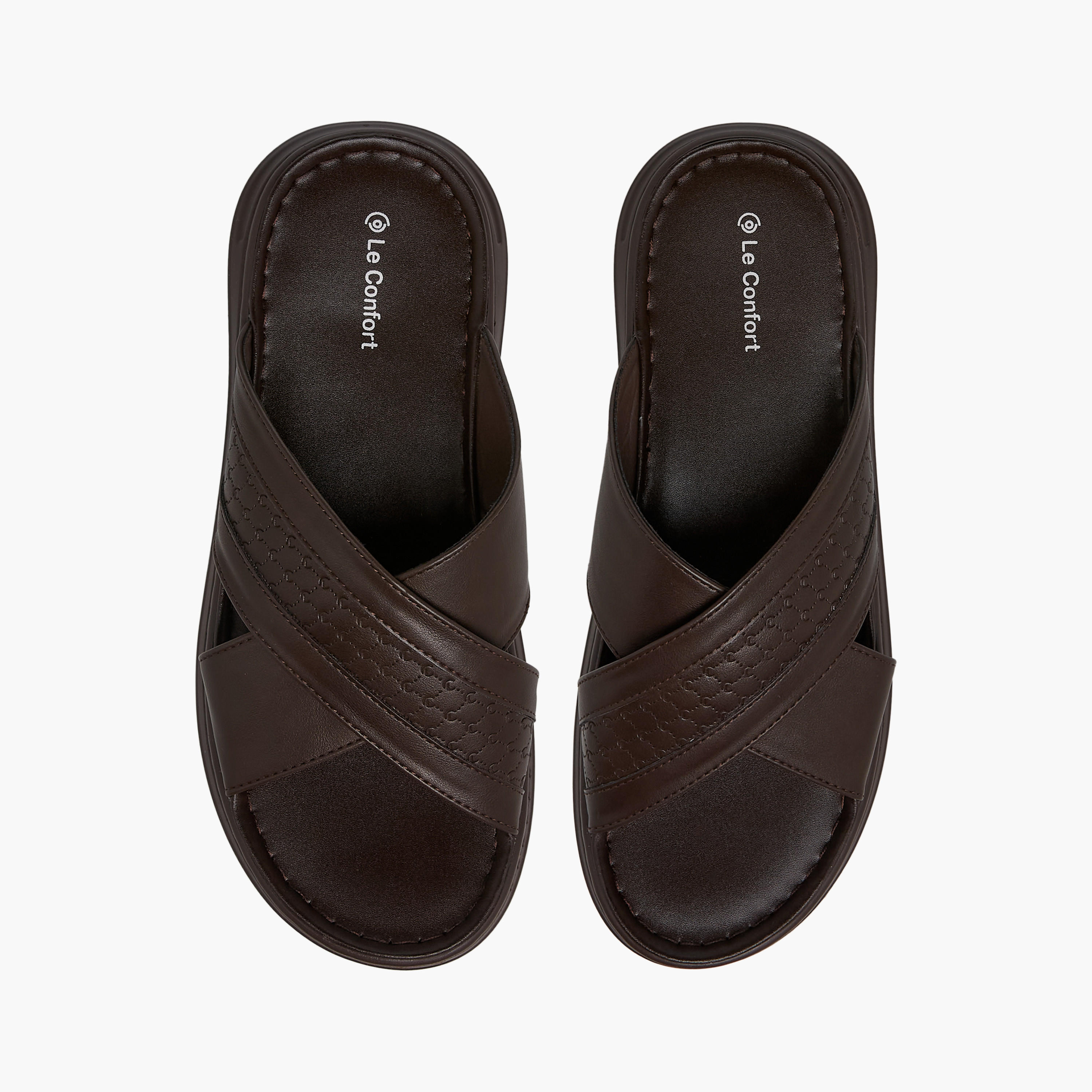 Le Confort Logo Embossed Cross Strap Slip-On Sandals-men-shoes-sandals-image-1
