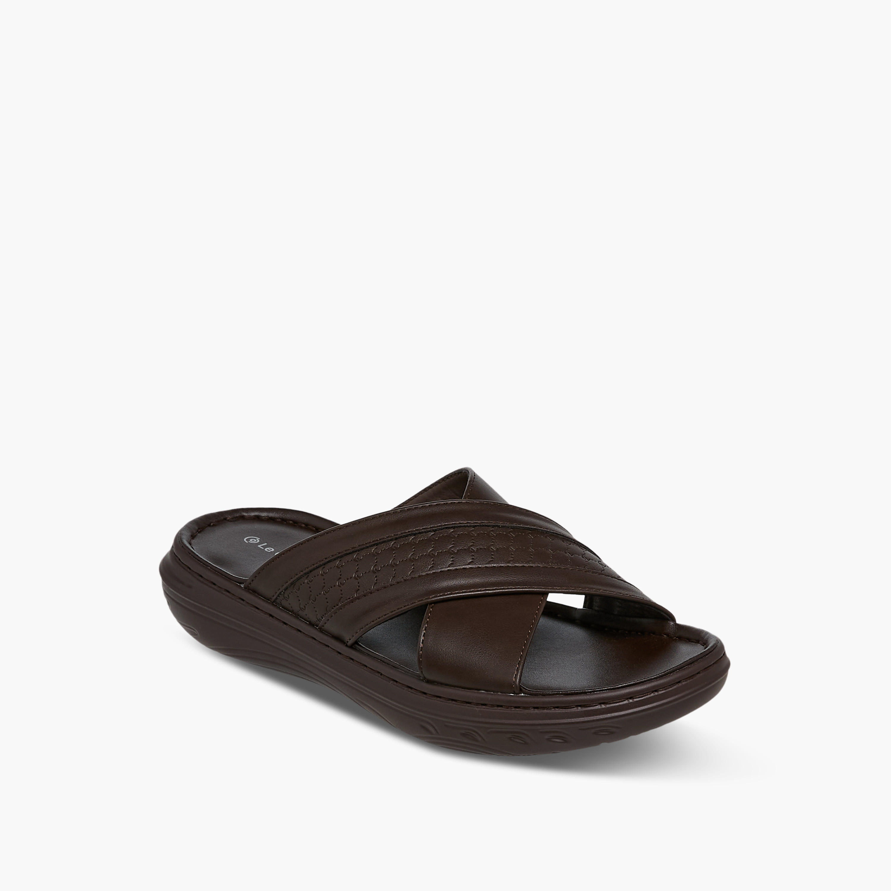 Le Confort Logo Embossed Cross Strap Slip-On Sandals-men-shoes-sandals-image-2