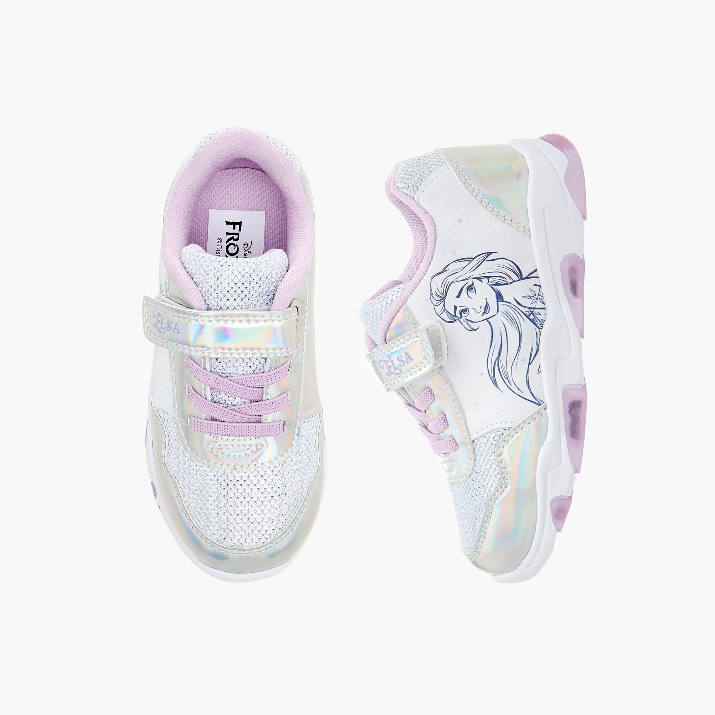 Disney Frozen Print Light-Up Sneakers with Hook and Loop Closure-girls-shoes-sneakers-image-1