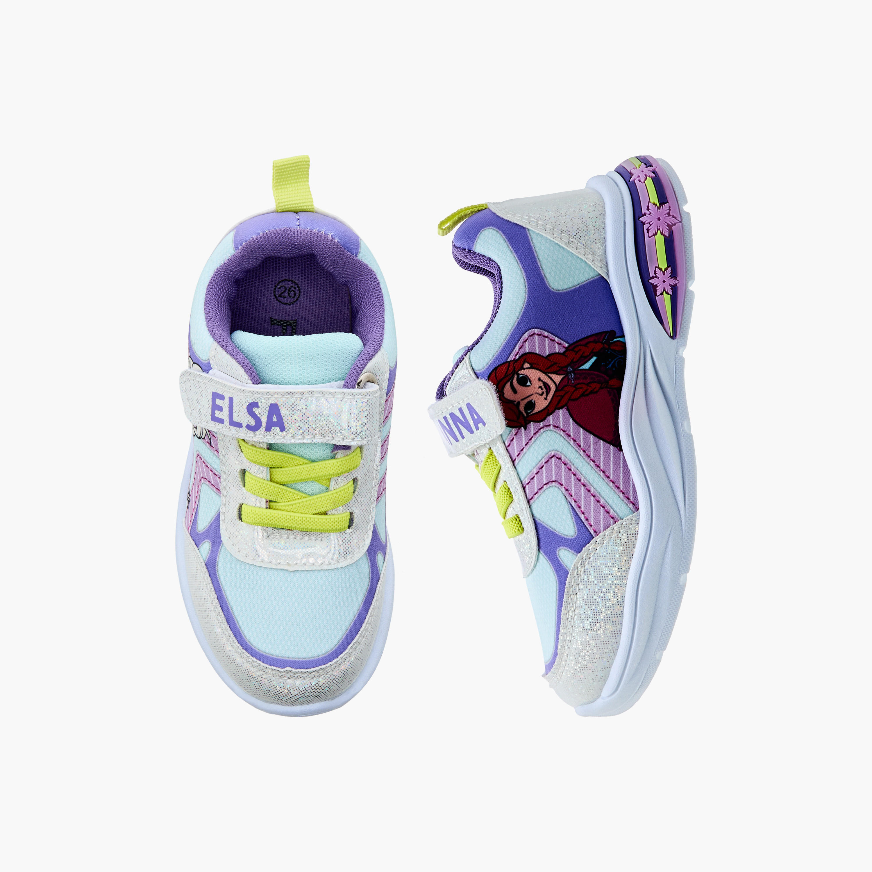 Disney Elsa Printed Light-Up Sneakers with Hook and Loop Closure-girls-shoes-sneakers-image-1