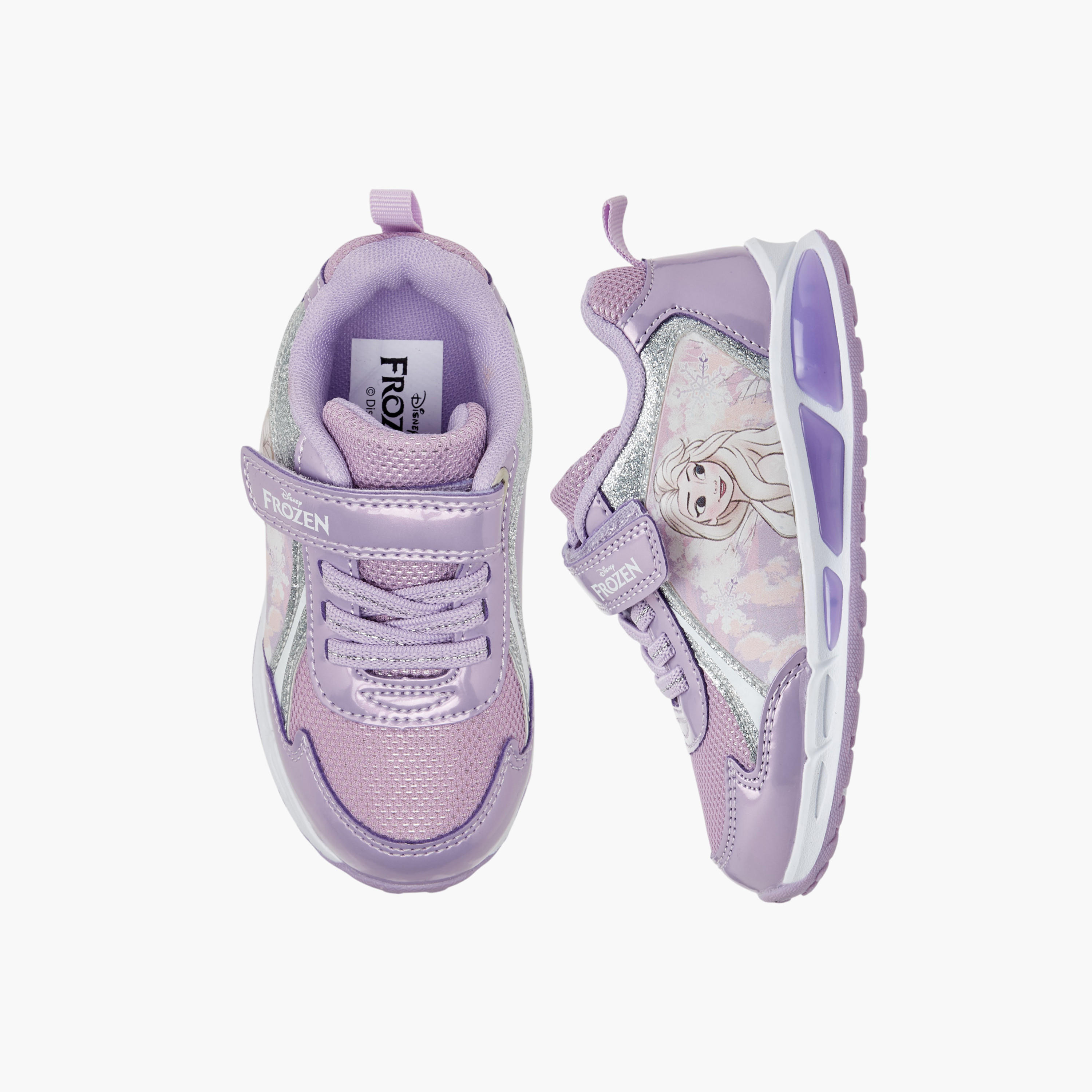 Disney Frozen Print Light-Up Sneakers with Hook and Loop Closure-girls-shoes-sneakers-image-1