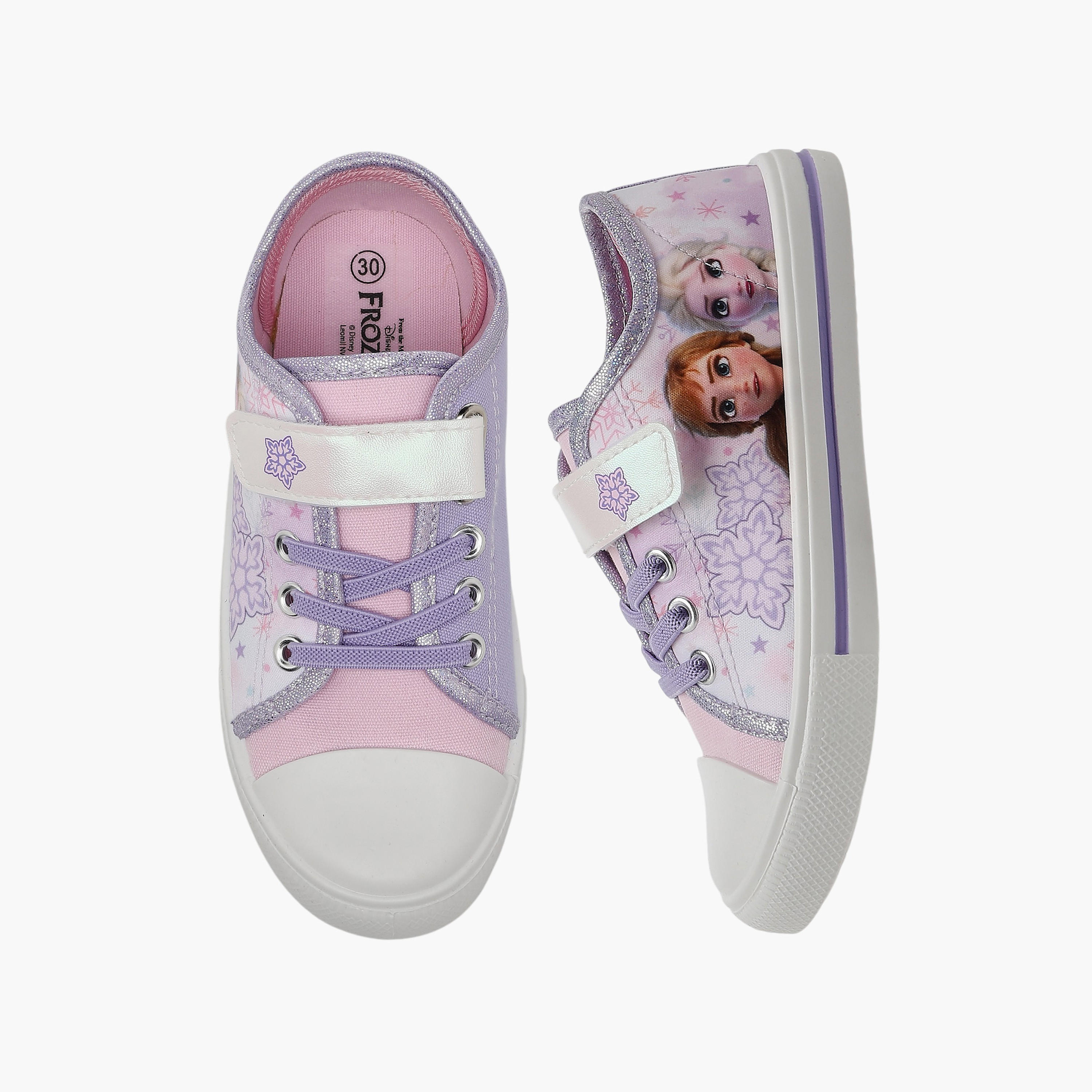 Girls Frozen Print Hook & Loop Ankle Sneakers-girls-shoes-sneakers-image-1