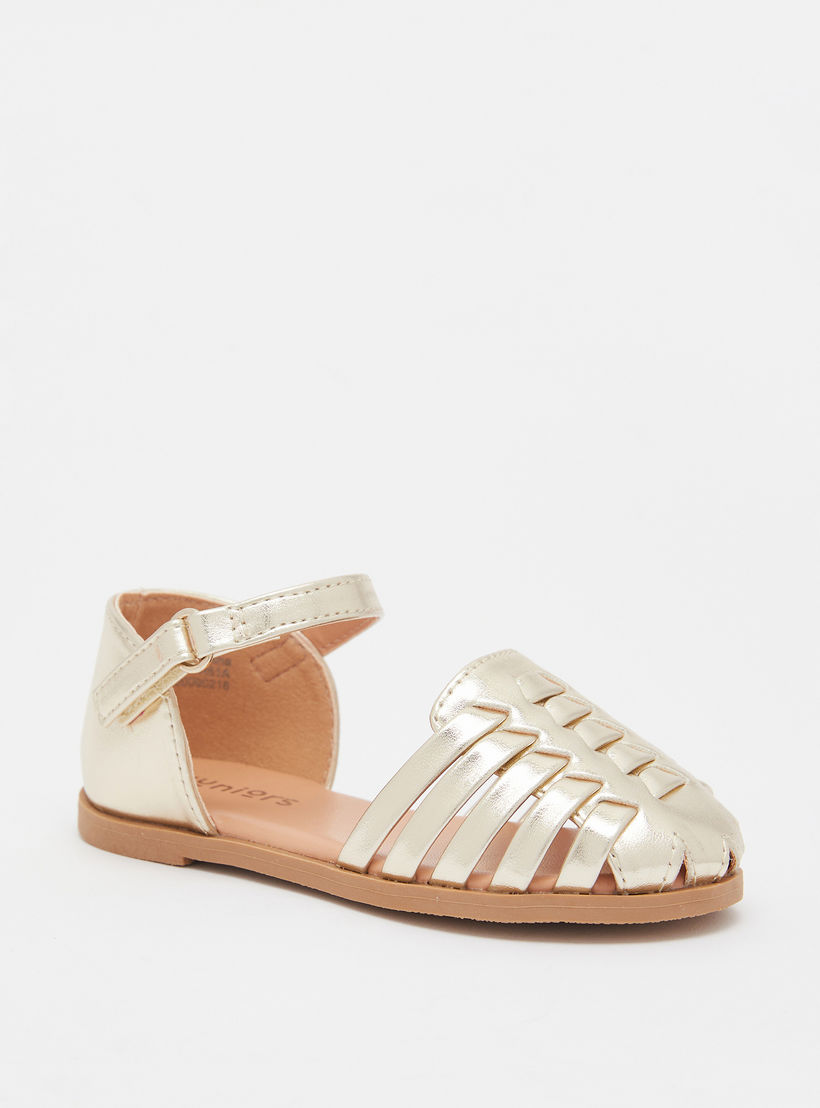 Juniors Flat Sandals with Hook and Loop Closure-girls-shoes-sandals-image-1