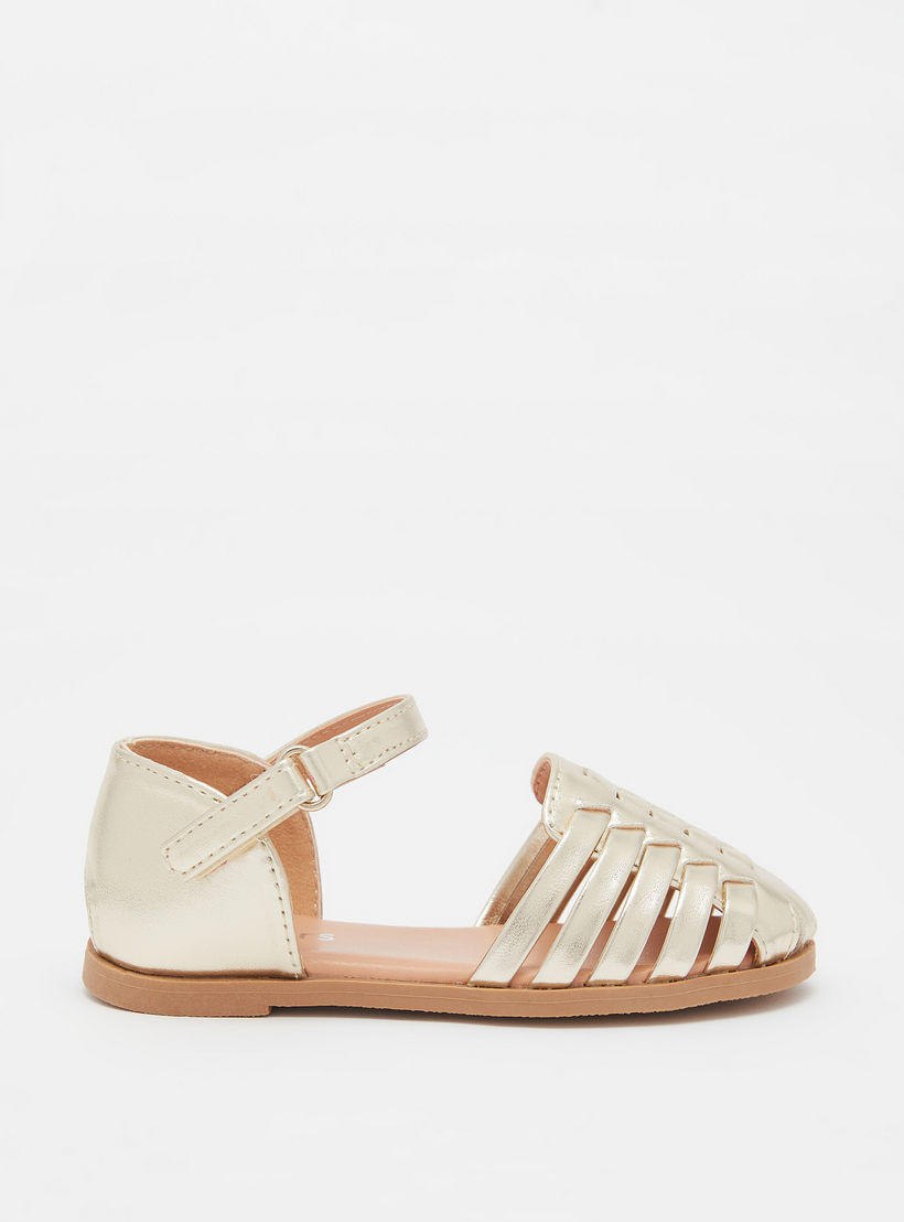 Juniors Flat Sandals with Hook and Loop Closure-girls-shoes-sandals-image-2