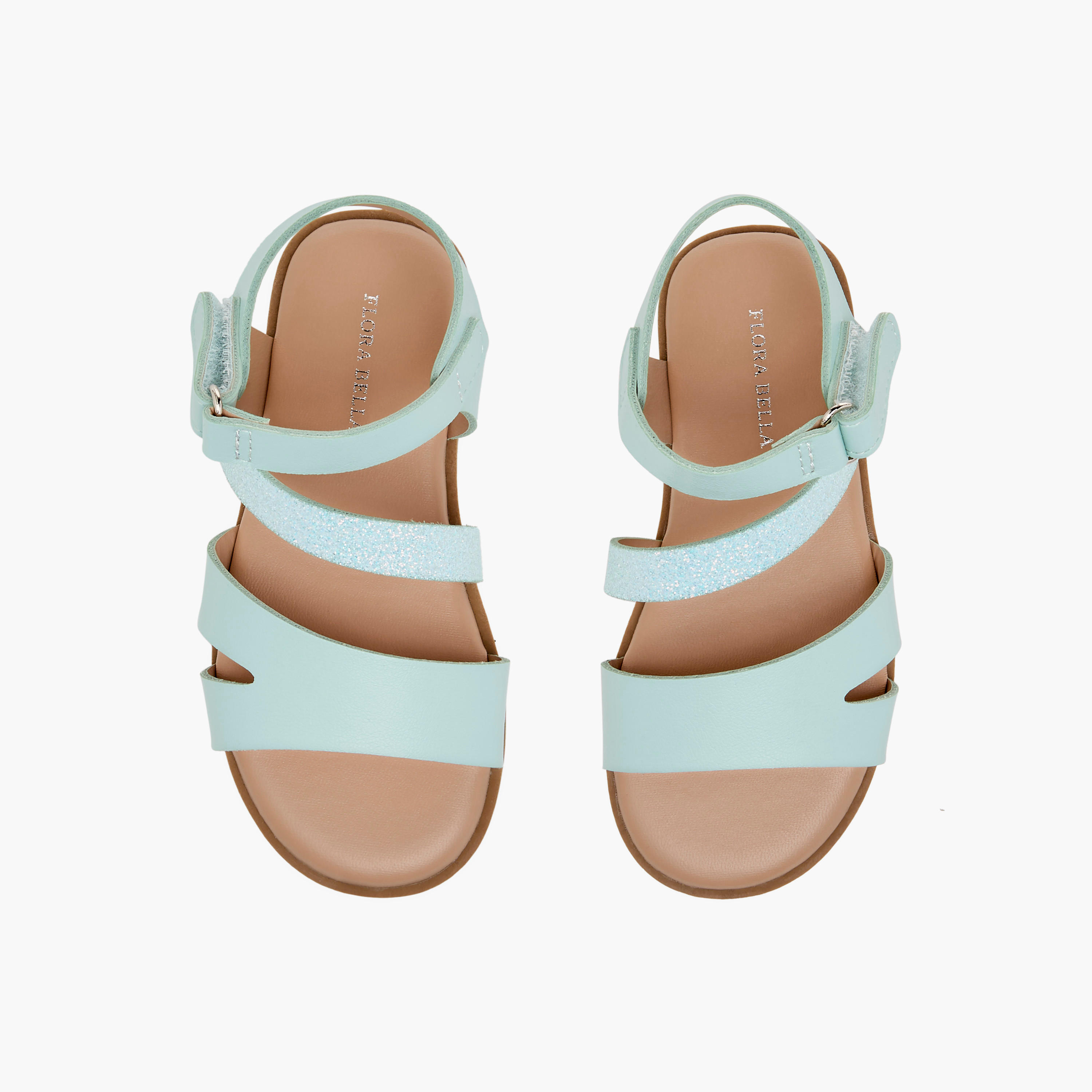 Flora Bella Strap Detail Sandals with Hook and Loop Closure-girls-shoes-sandals-image-1