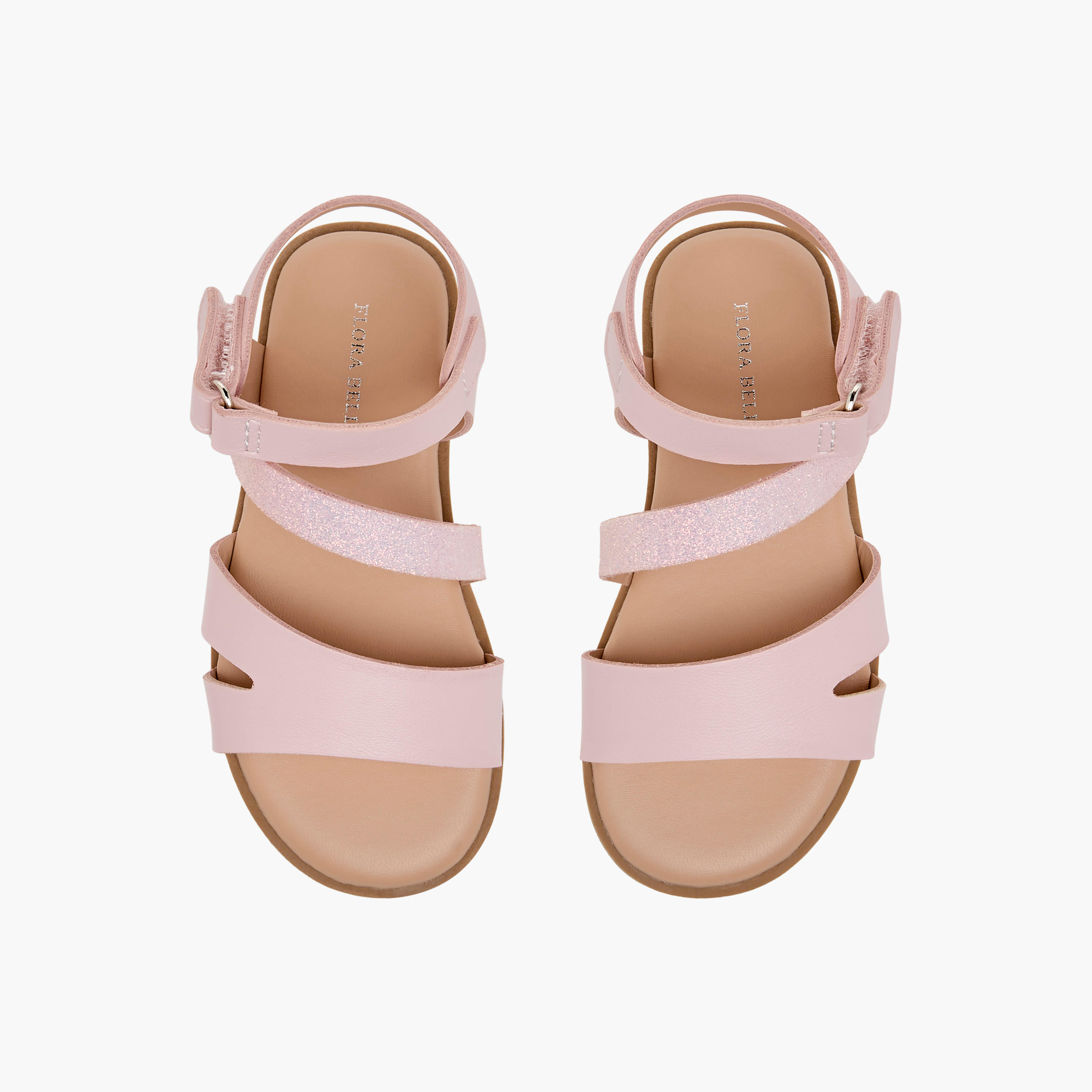 Flora Bella Strap Detail Sandals with Hook and Loop Closure-girls-shoes-sandals-image-1