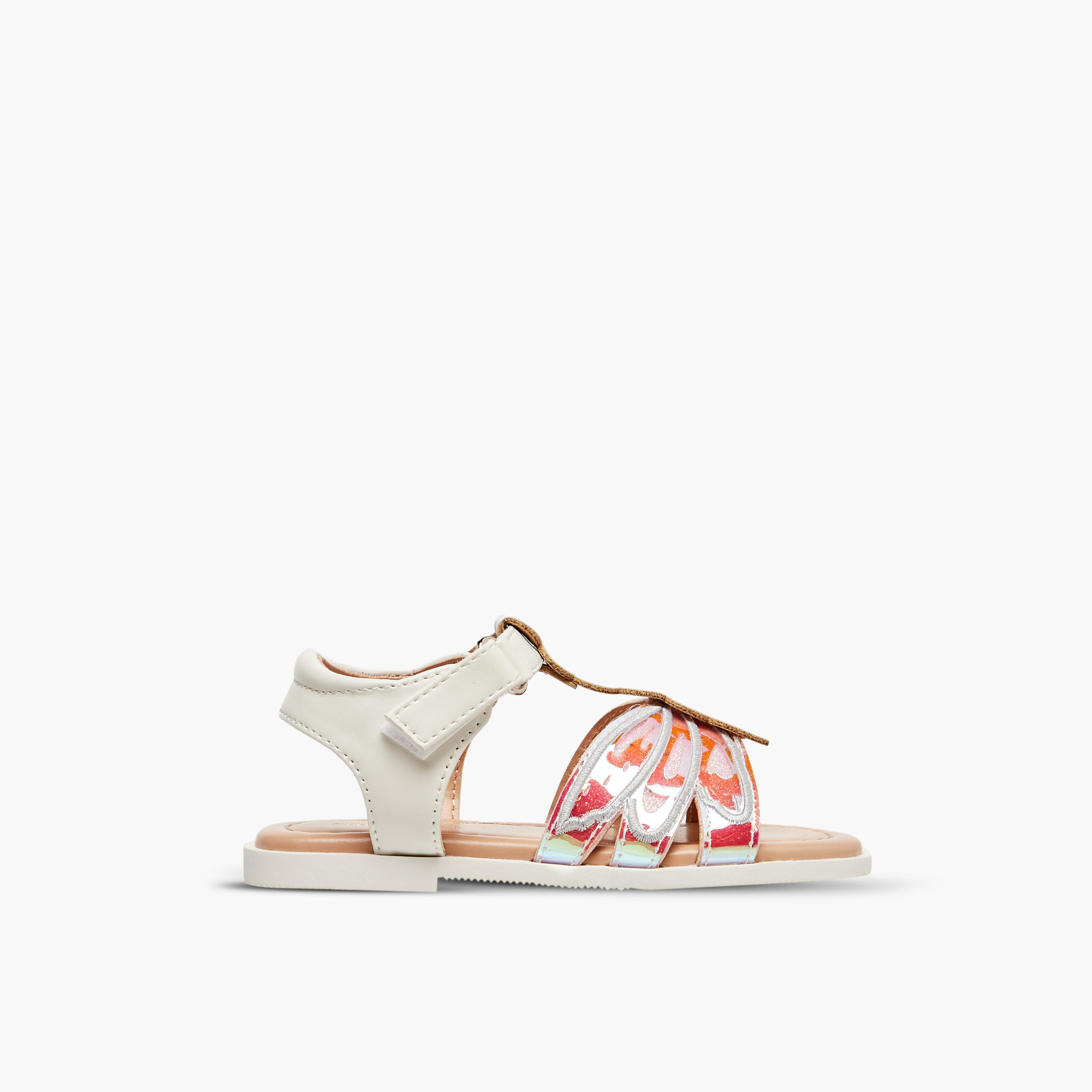 Flora Bella Panelled Sandals with Hook and Loop Closure-girls-shoes-sandals-image-2